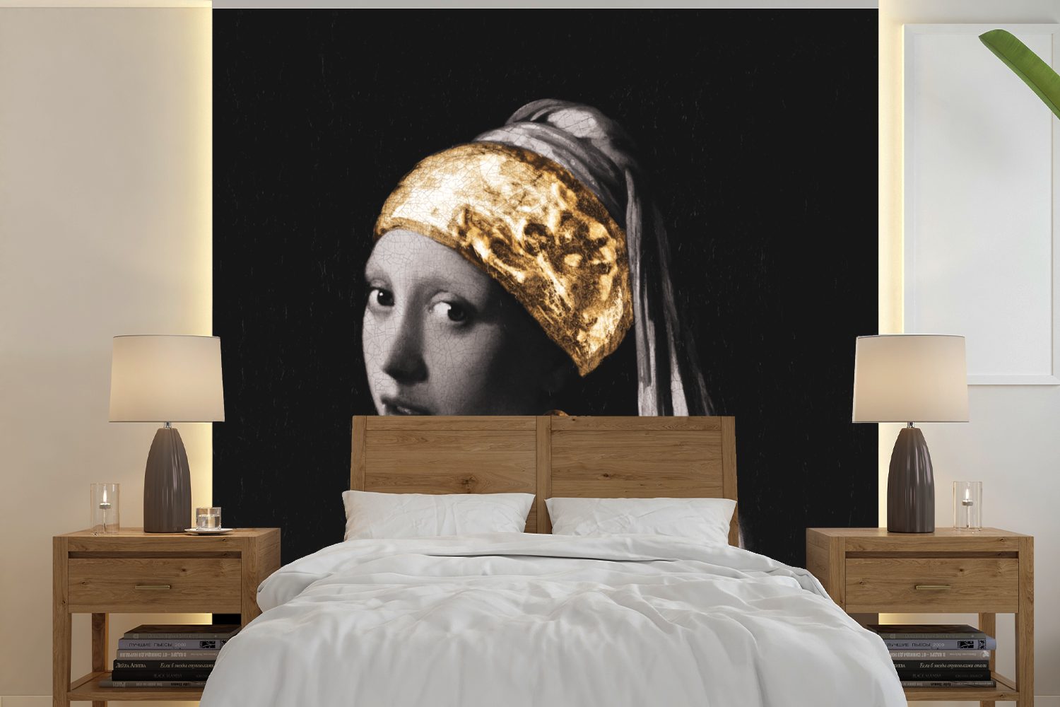 Vermeer (5 Gold, MuchoWow Mädchen Tapete oder mit Das Vinyl dem St), - - Matt, für Schlafzimmer, Wohnzimmer Perlenohrring bedruckt, Fototapete Wandtapete