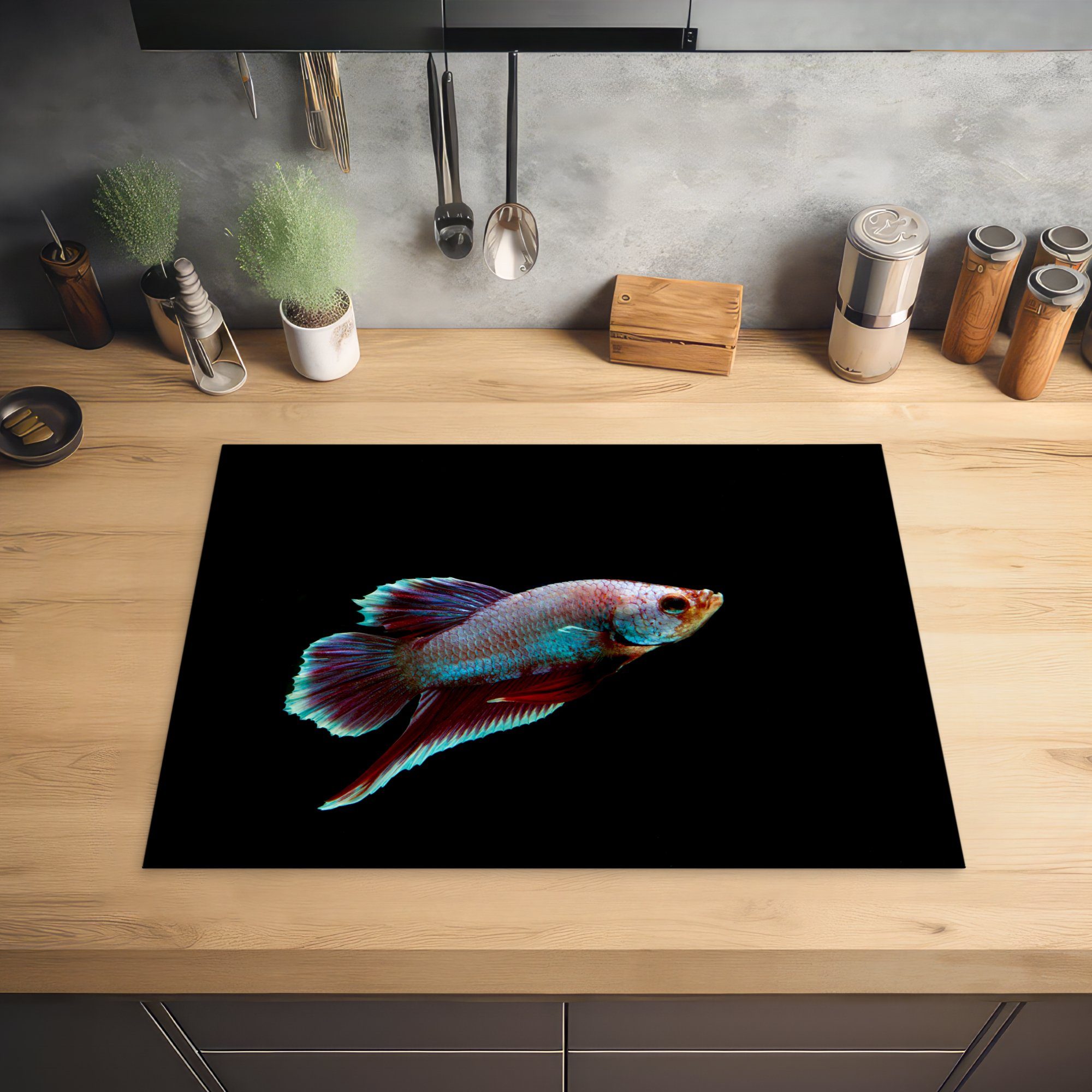 MuchoWow Herdblende-/Abdeckplatte cm, - Fische Vinyl, tlg), 71x52 - Tiere für (1 Ceranfeldabdeckung Induktionskochfeld die küche, Schutz Licht