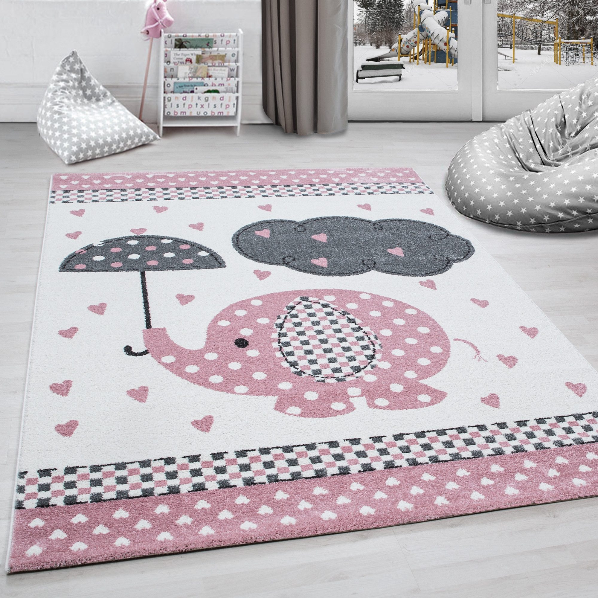 Kinderteppich Elefant-Design, Carpettex, Rechteckig, Höhe: 11 mm, Kinderteppich Elefant-Design Baby Teppich Kinderzimmer Pflegeleicht