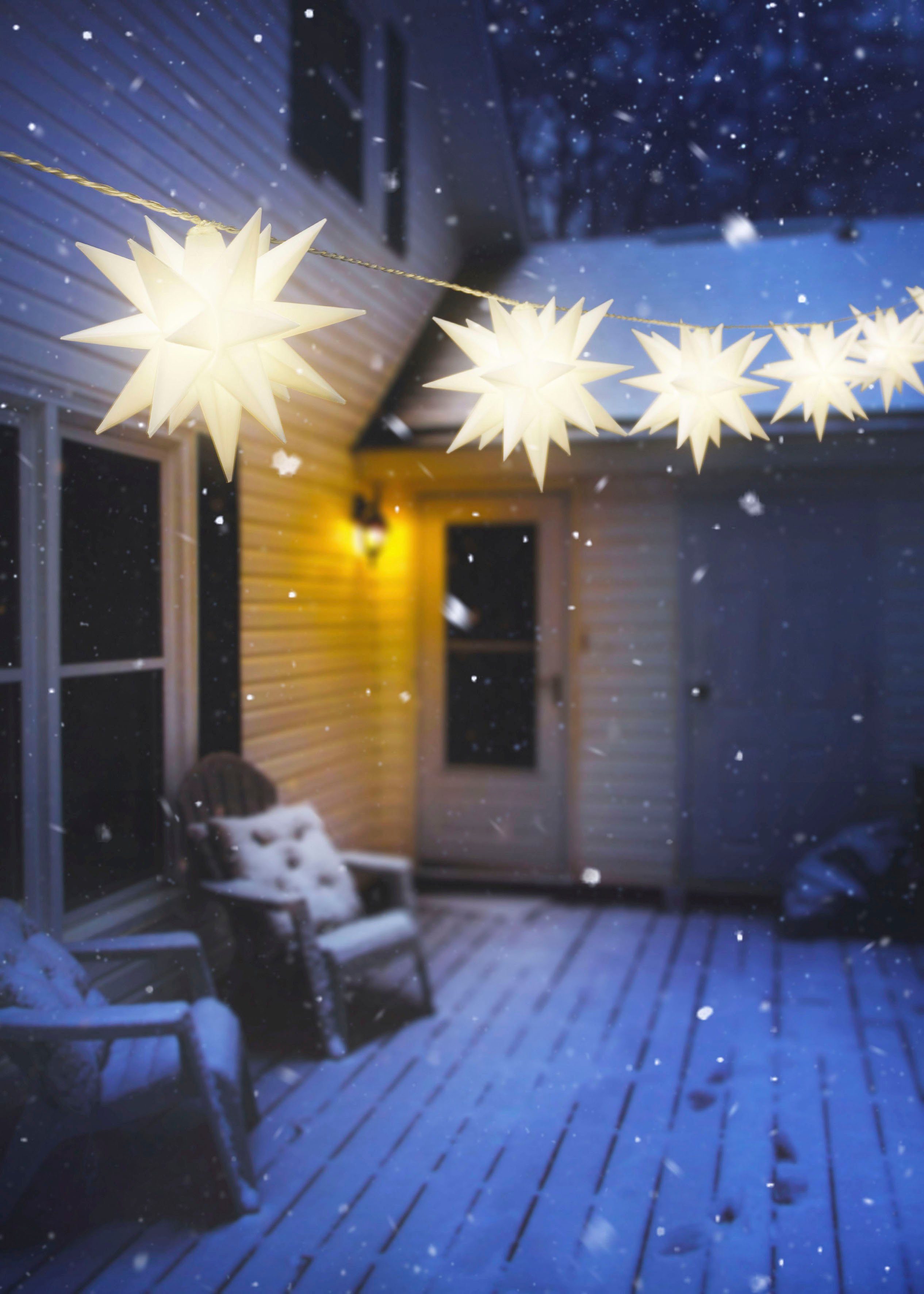 my home LED-Lichterkette Weihnachtsbeleuchtung Außenbereich mit für Timer, mit den Weihnachtsdeko Sternen, Dion, geschützen 10-flammig