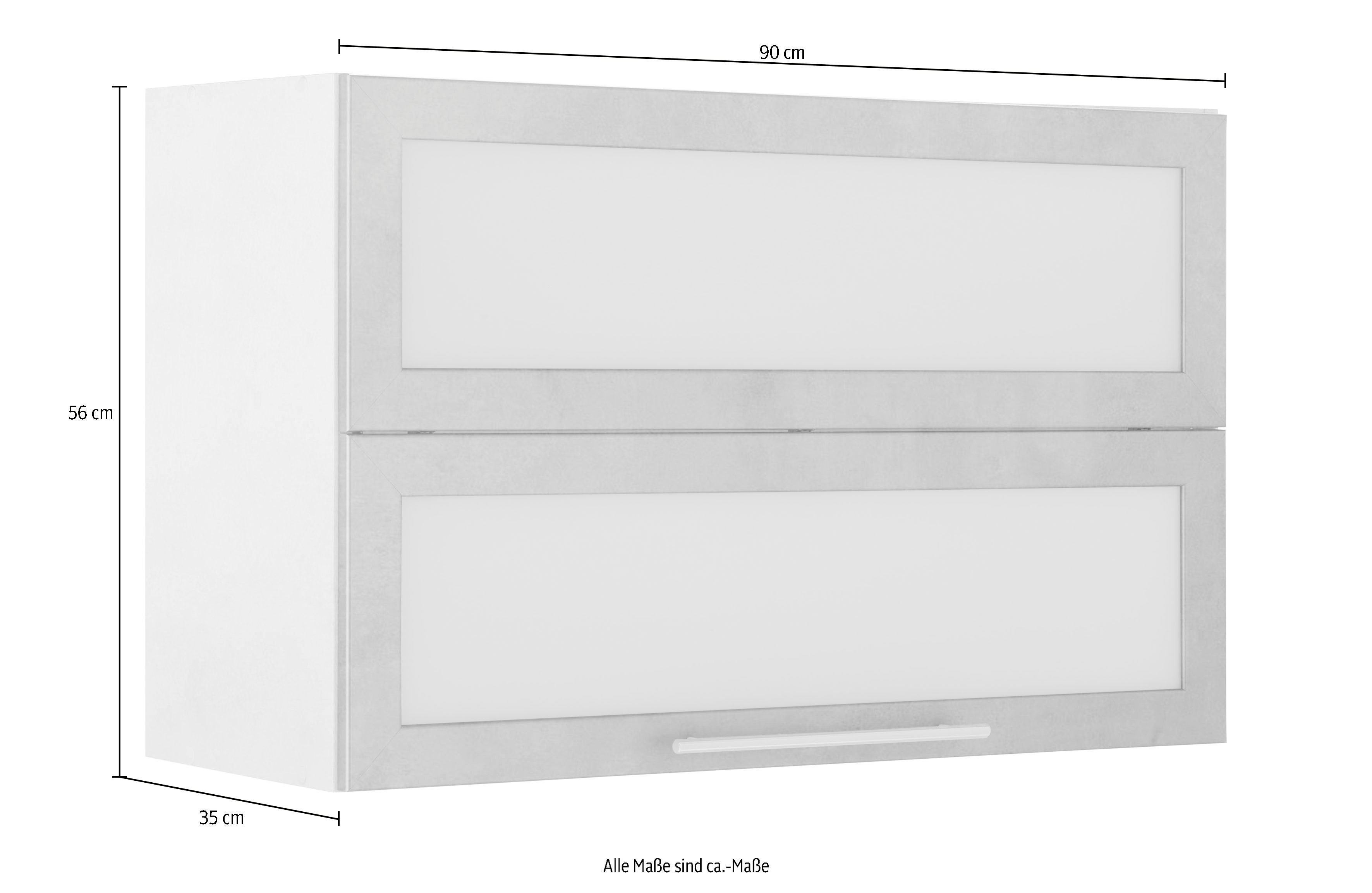 Breite 90 cm alufarben/betonfarben Faltlifthängeschrank wiho Flexi2 Küchen