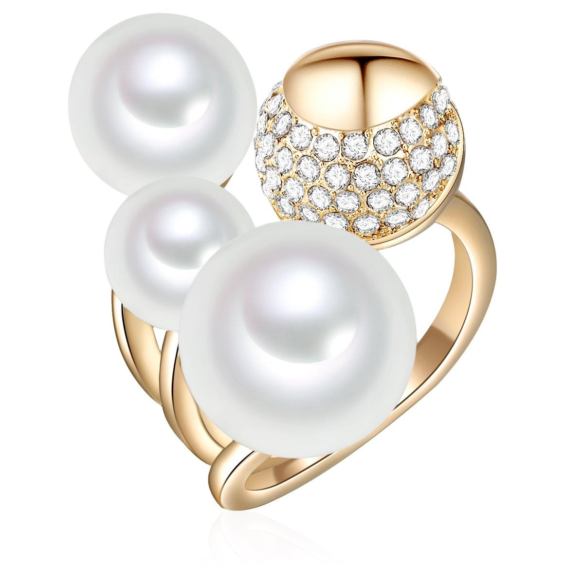 Lulu & Jane Perlenring gelbgold, mit Glas günstig online kaufen