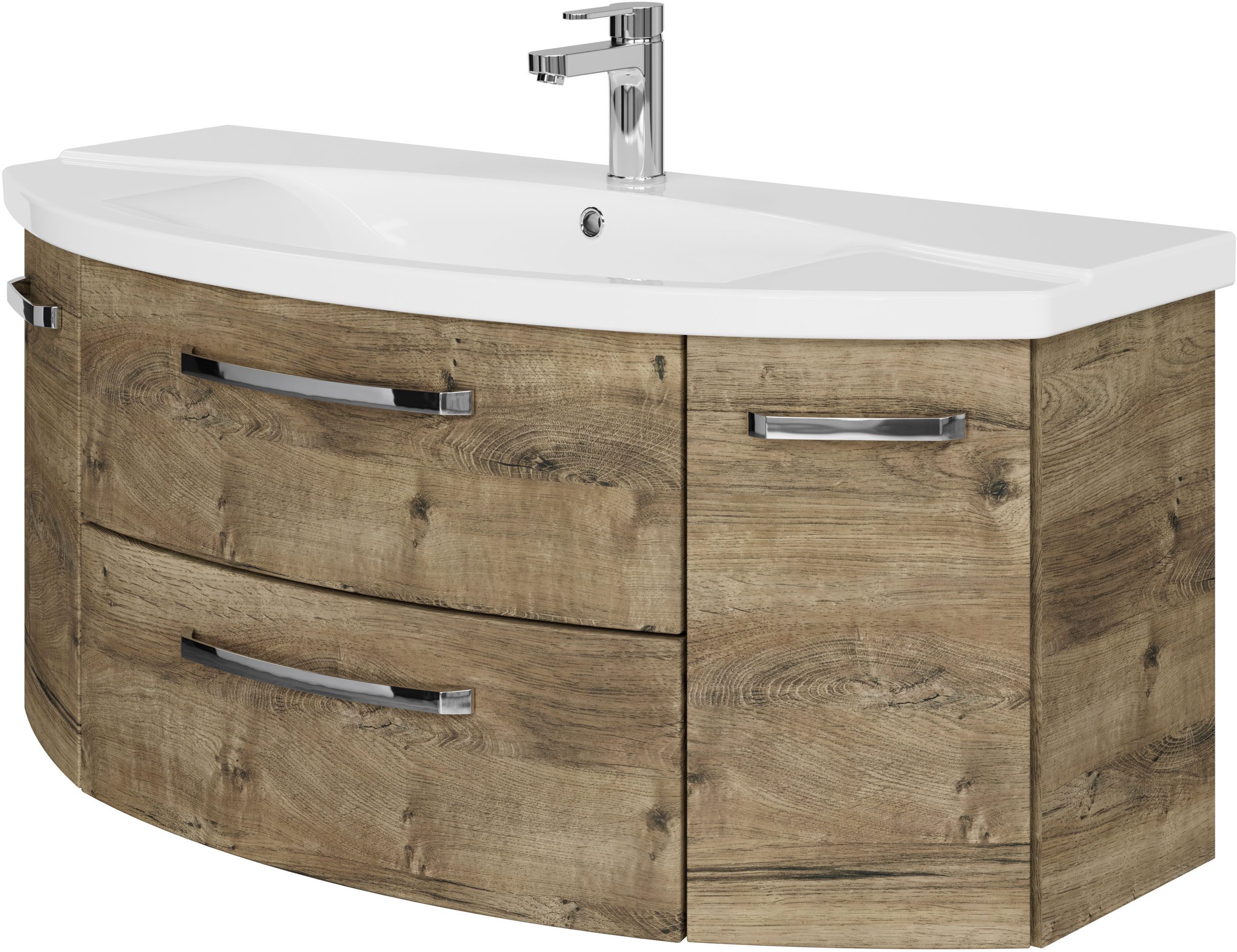 Saphir Waschtisch Serie 4010 Keramik-Waschtisch mit Unterschrank, 120,5 cm breit, Waschplatz mit 2 Türen, 2 Schubladen, Badmöbel-Set mit Waschtisch