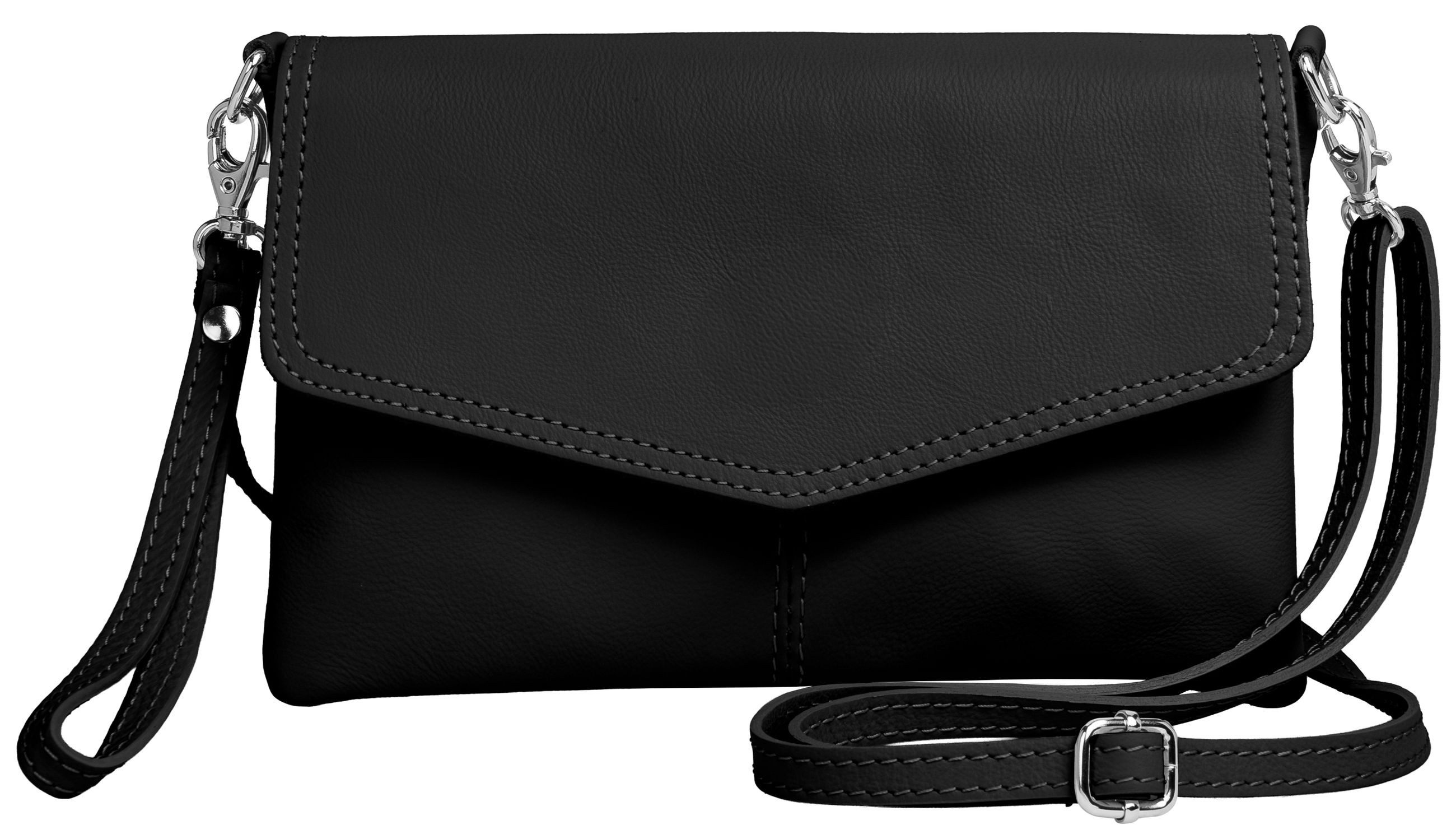 Caspar Clutch Abendtasche Leder Damen Umhängetasche - PREMIUM LINE - Modell No.322, aus 100% gewaschenem Echtleder aus Italien - samtig weich & nachhaltig
