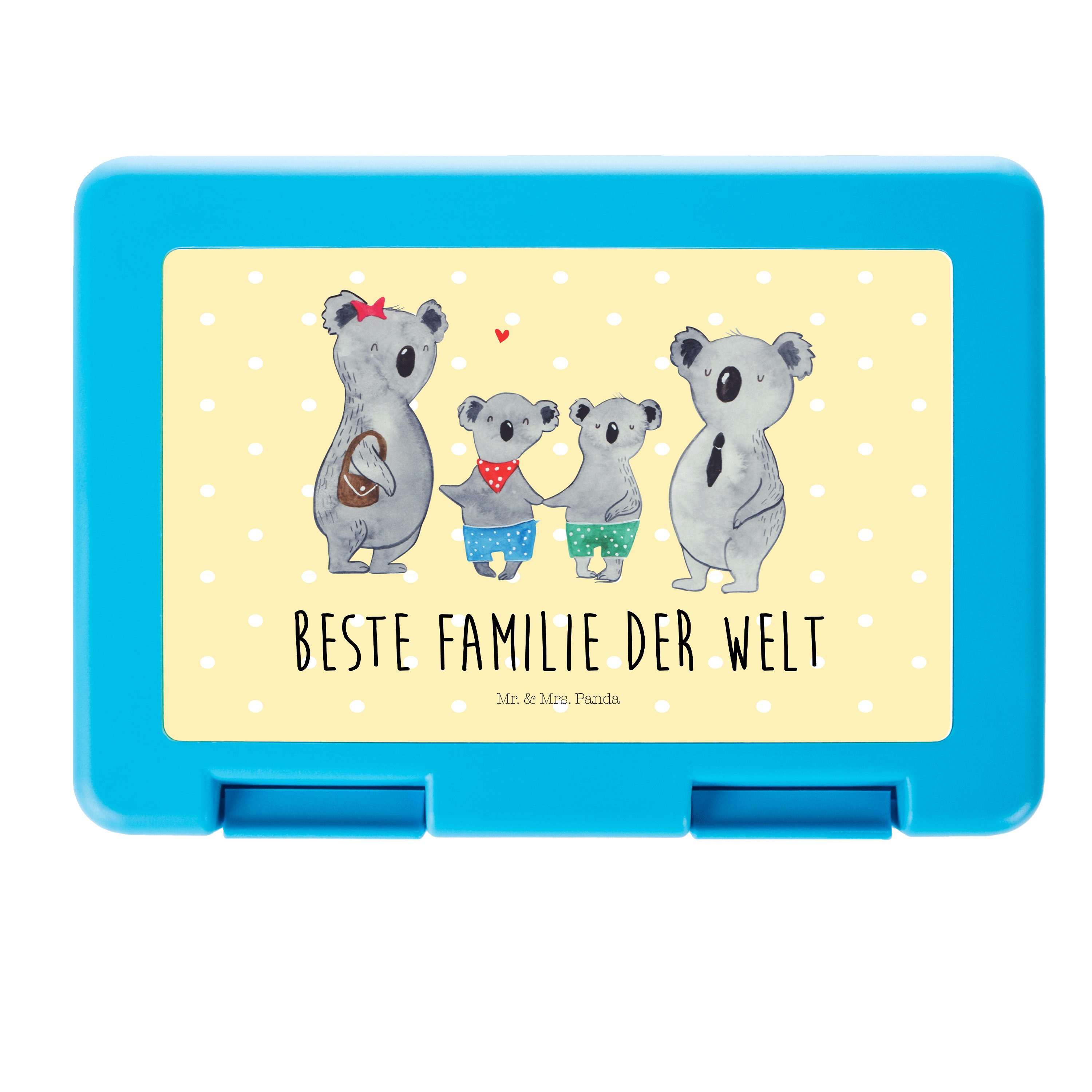 Mr. & Mrs. Panda Butterdose Koala Familie zwei - Gelb Pastell - Geschenk, Oma, Familienzeit, Schw, Premium Kunststoff, (1-tlg)