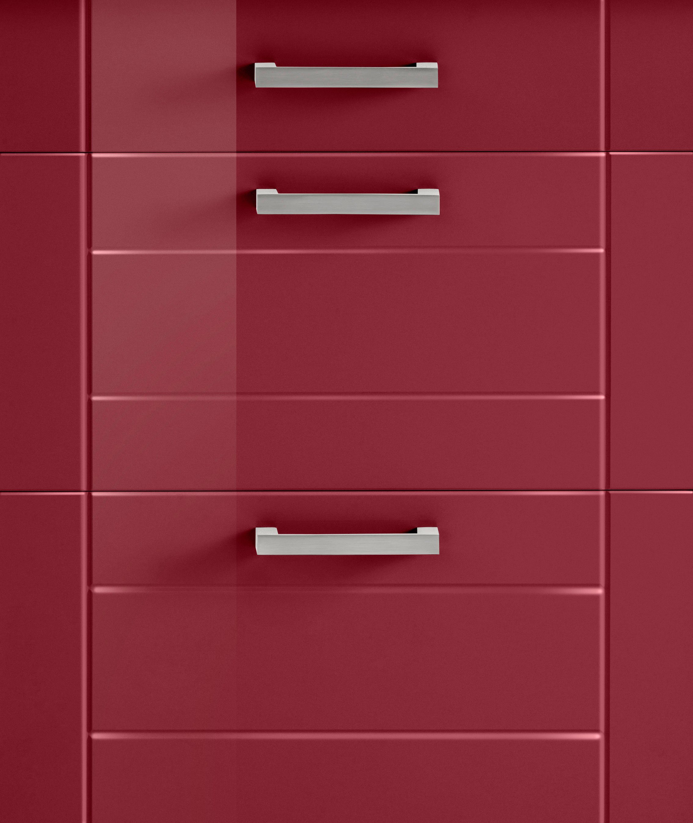 Metallgriffe, wotaneiche 2 Tinnum MÖBEL cm rot 180 Unterschrank Auszüge Fronten, MDF 3 | Schubkästen, breit, HELD