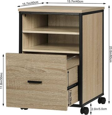 Woltu Aktenschrank (1-St) Rollcontainer mit Schublade, mit 2 offenen Fächern