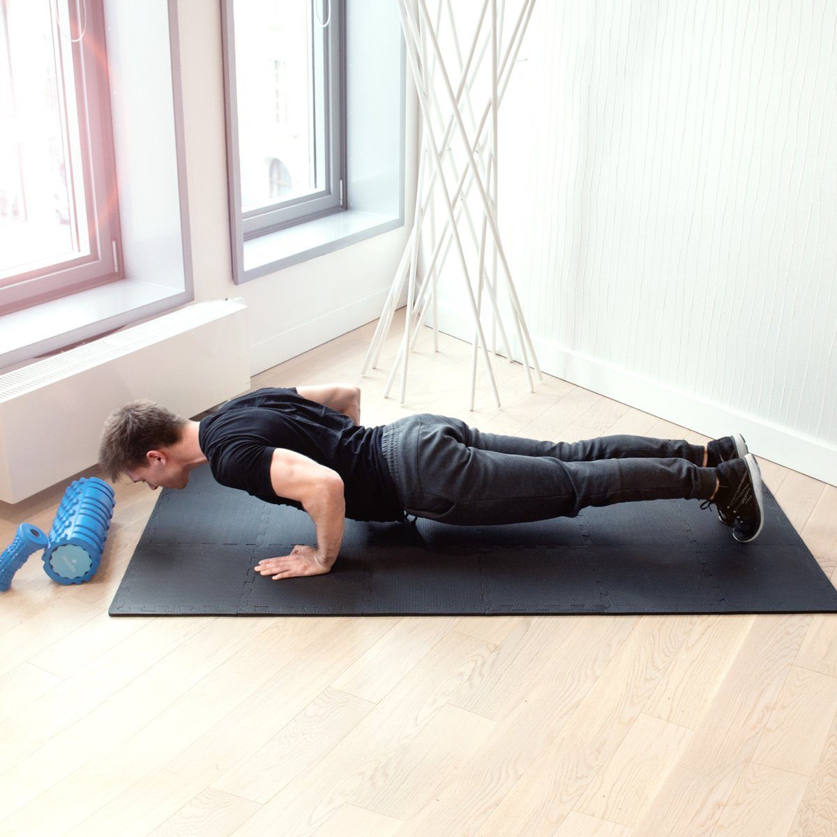 8er Set Schutzmatten Bodenmatte Unterlegmatte Fitness Gymnastik Puzzle blau 