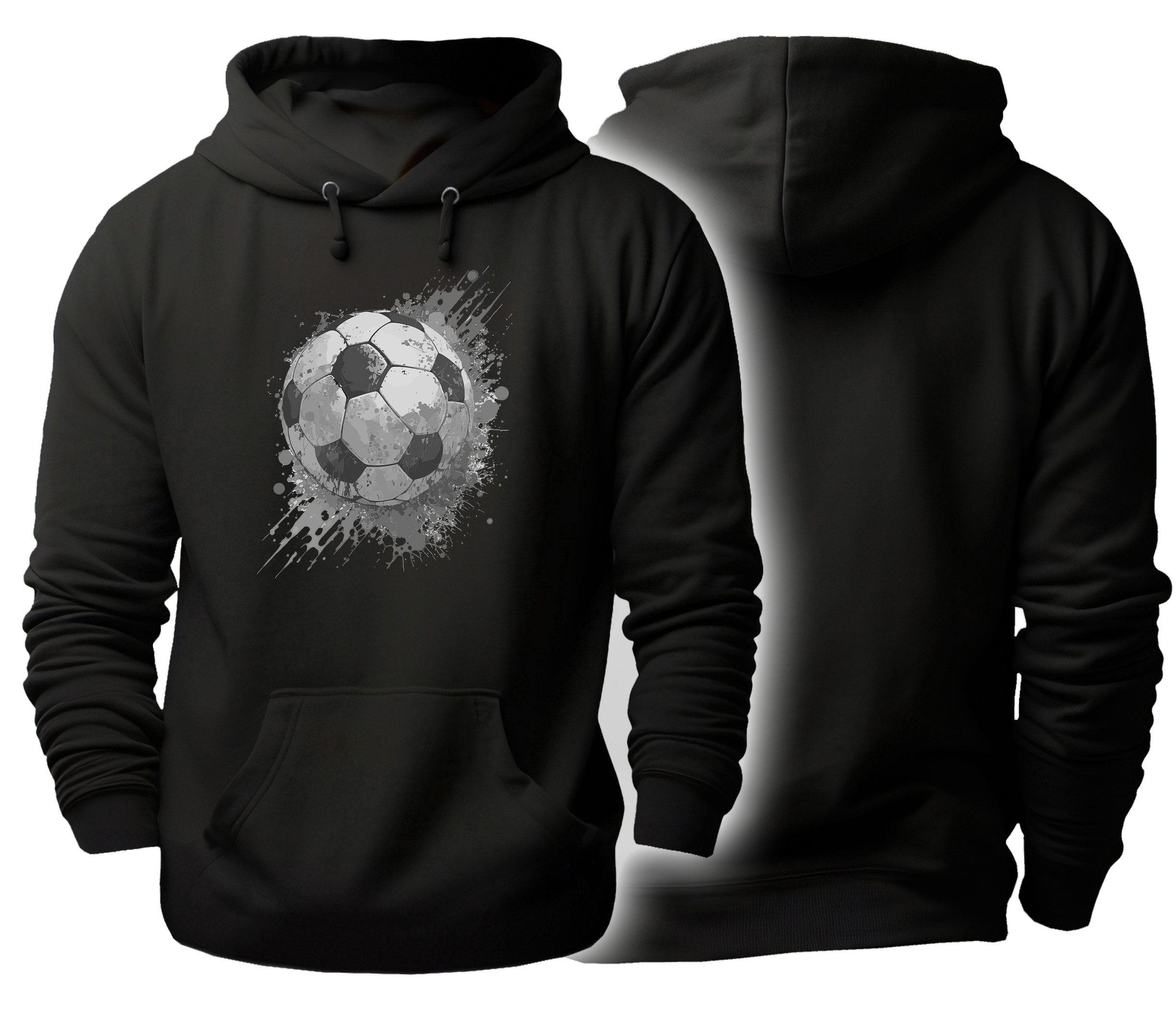 MyDesign24 Hoodie Fussball Kapuzen Pulli - Fussball in Ölfarbenoptik Herren und Damen Kapuzensweater i480