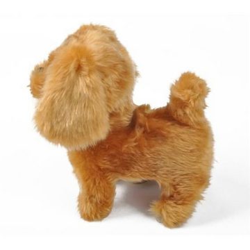 ISO TRADE Lernspielzeug Interaktiver Hund (Hunde Spielzeug, 3-St., mit Schwanz und Schnauze), Hellbraun mit Leine Bellt Läuft Bewegt