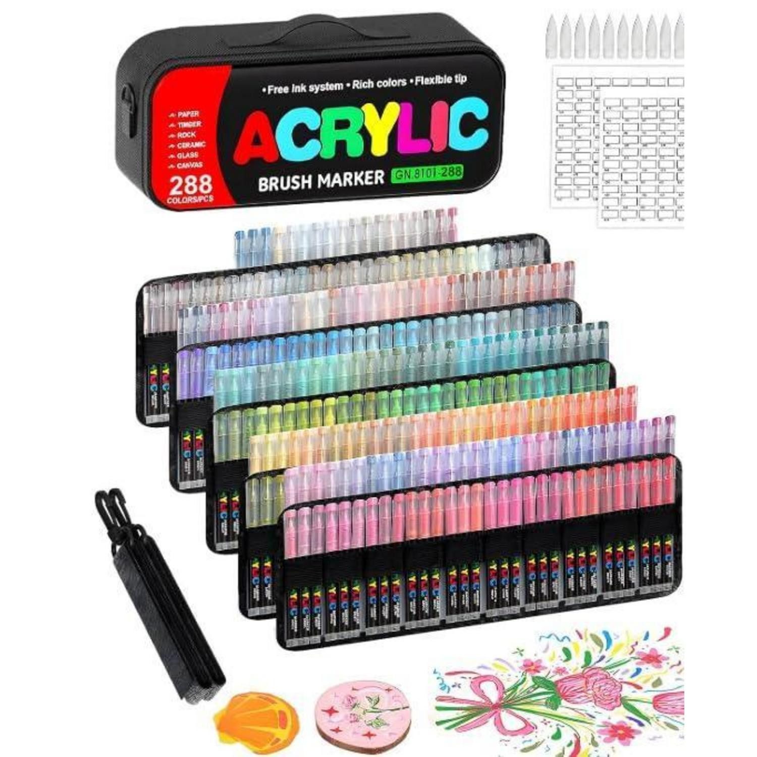 LuxusKollektion Marker Acrylstifte Steine Pinselspitze 240 Farben Tragetasche