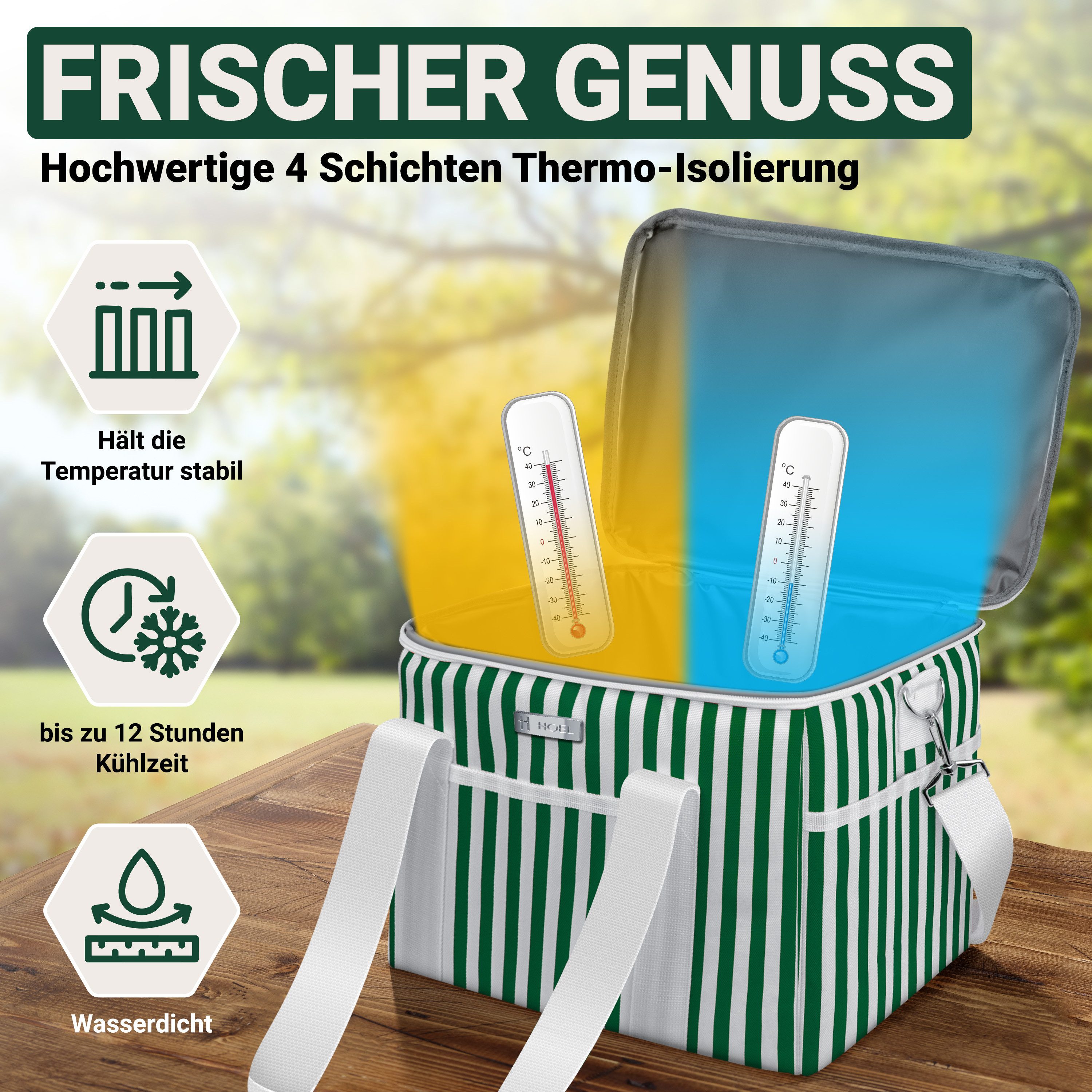 HOEL Kühltasche HOEL Kühltasche klein 20L & Gross 30L - Isoliertasche - Lunchtasche – Bild 2 von 5