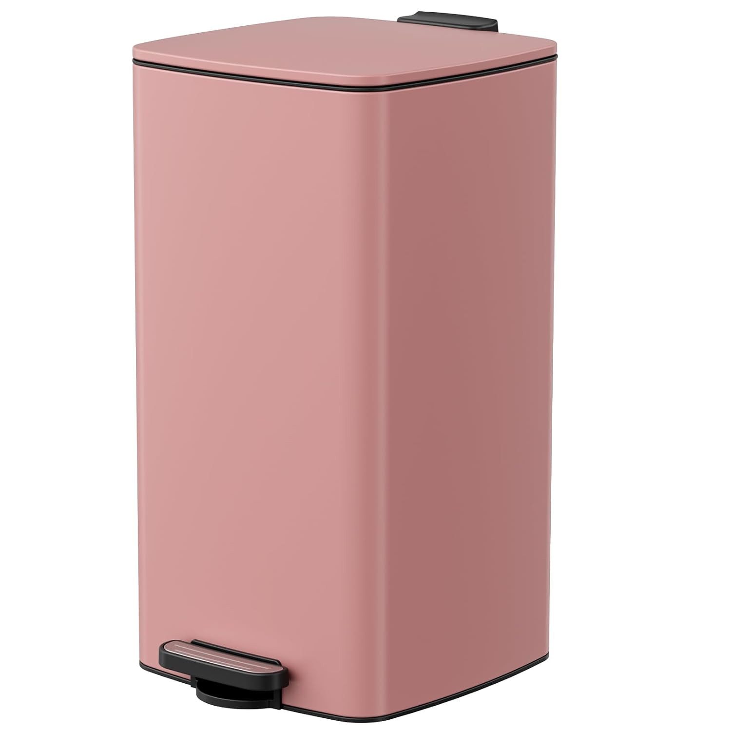 TLGREEN Mülleimer 30L aus Stahl,rechteckiger Abfalleimer mit Soft-Close-Deckel, Pedal und Inneneimer für Küche, Wohnbereich und Büro