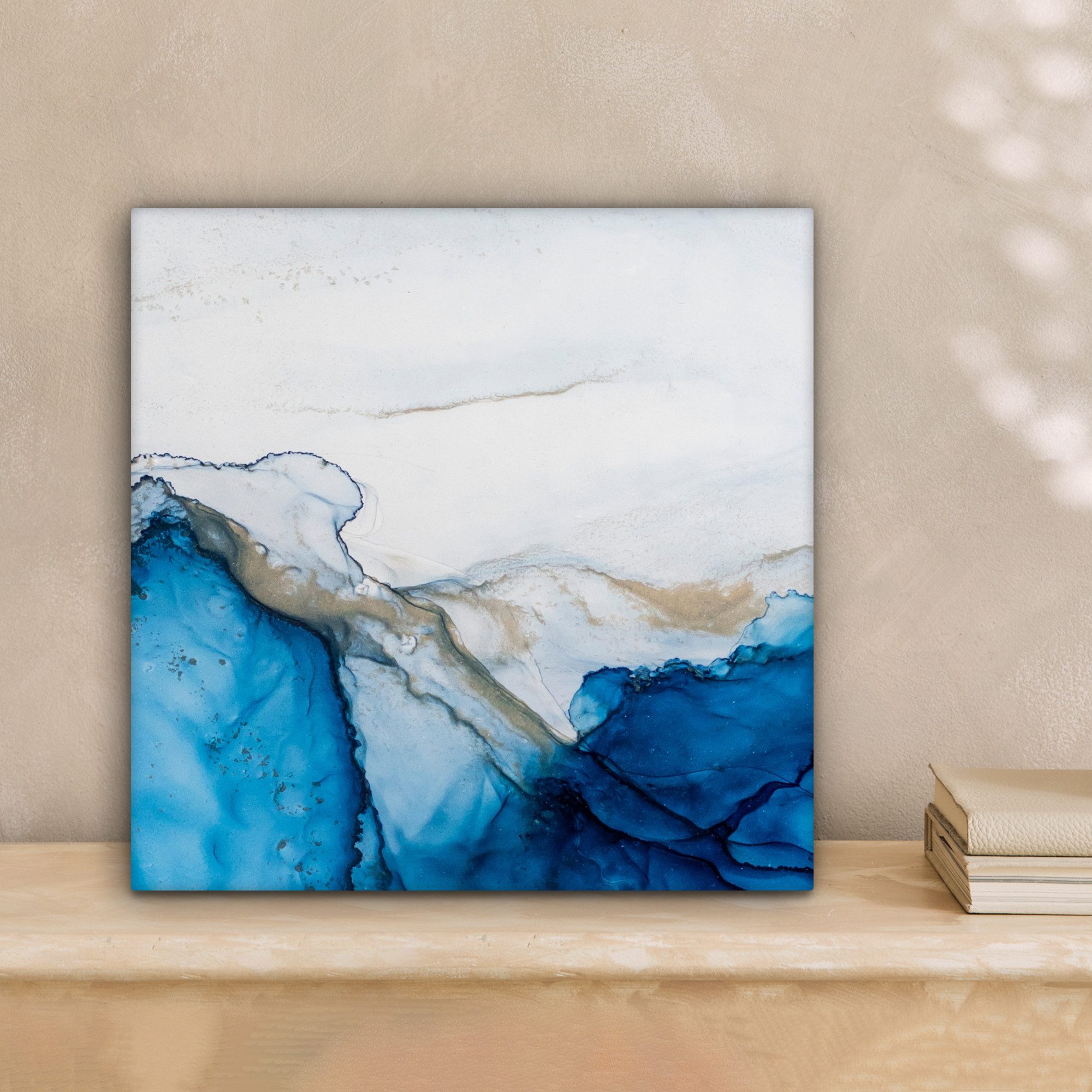 OneMillionCanvasses® Leinwandbild Aquarell - Blau - Abstrakt - Kunst - Modern, Fotodruck (1 St), Wandbild, Deko Schlafzimmer Wohnzimmer Flur 20x20 cm