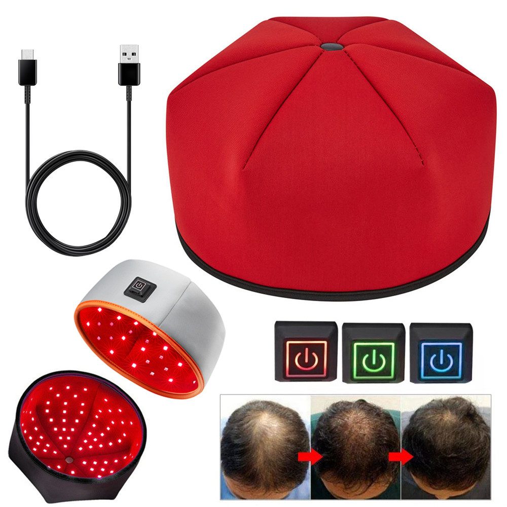 QUBEBU Infrarotlampe Rotlicht-Haarwuchshaube Infrarot Haarwuchskappe Haarausfall Verbessern, Anti-Haarausfall Fördert Nachwachsen Haare für Männer Frauen., Beheizte Infrarotmütze Helm für Haarwachstum Haarausfall, Therapie System für Haarwuchs, Haarwuchs Helm und Mütze.