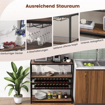 COSTWAY Weinregal, stehend, mit Glashalter & Regalen, Metall, 35x101x100cm