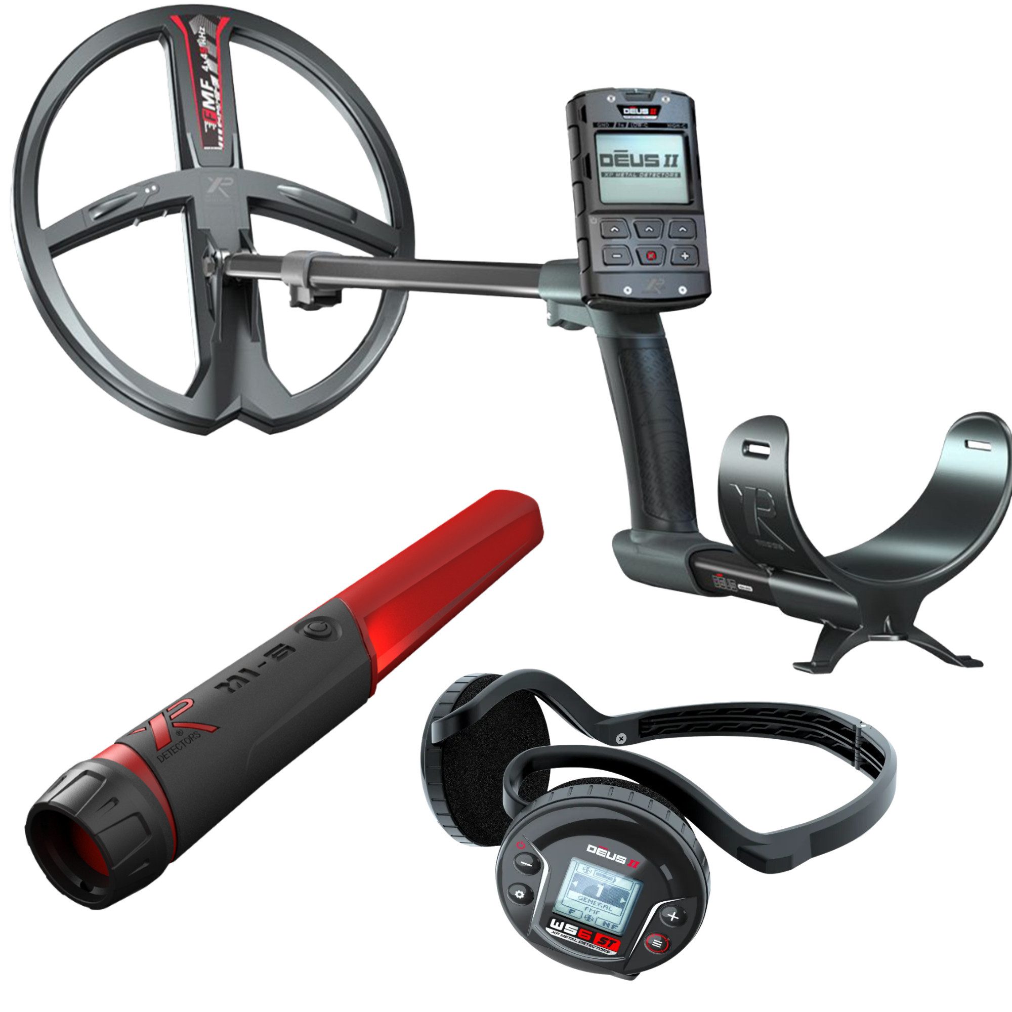 XP Metal Detectors Metalldetektor DEUS 2 II 34 FMF RC WS6 ST, 34x28cm Spule, WS6 ST Kopfhörer, Gratis Mi6 Pinpointer