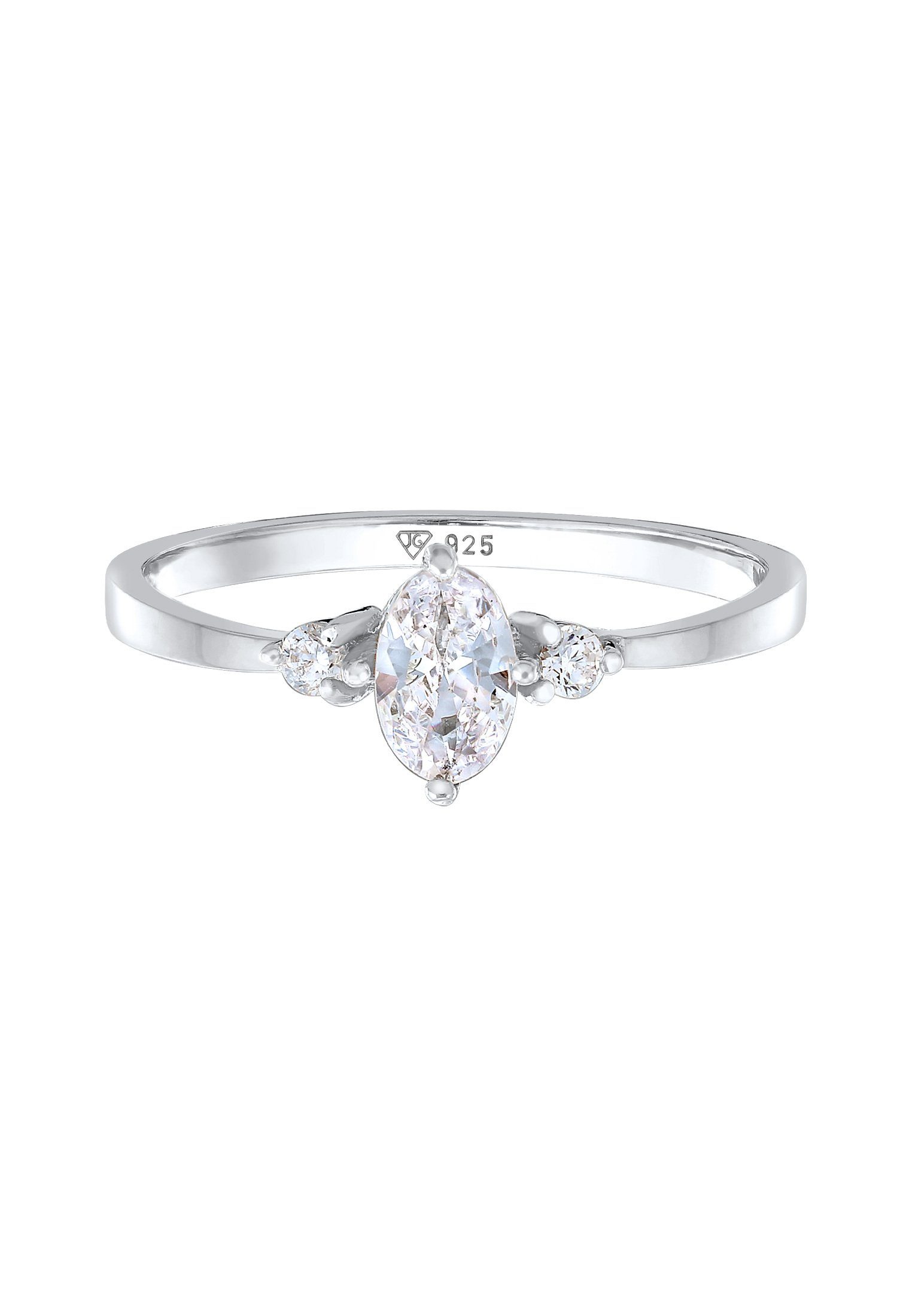 Elli Fingerring Zirkonia Oval Verlobung 925 Silber
