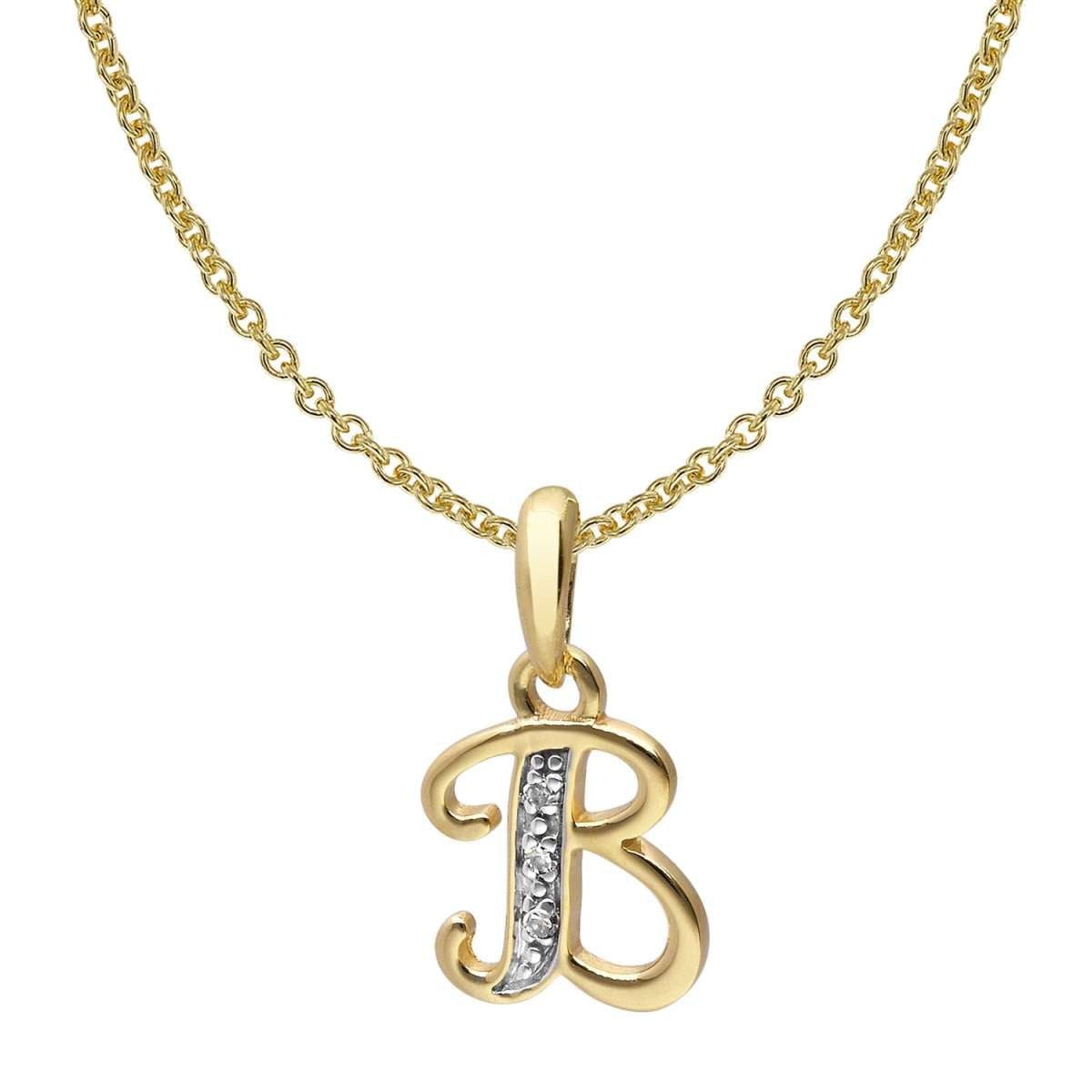 trendor Kette mit Anhänger 41520-B, Buchstaben B Gold 333/8K mit vergoldeter Silberkette