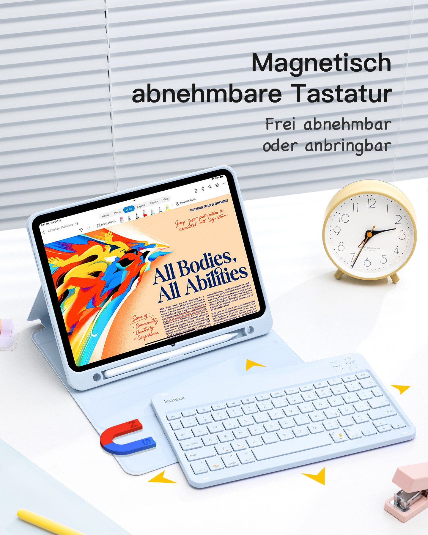 Inateck Tastatur Hülle für iPad 11Gen A16, iPad 10, iPad Air 11'' M4 M3 iPad-Tastatur
