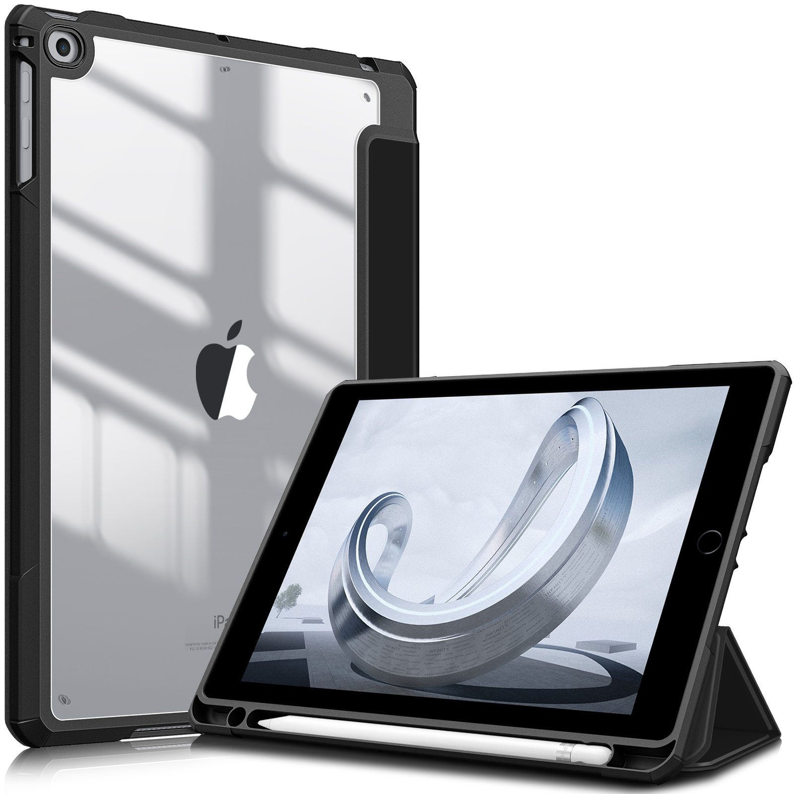 Fintie Tablet-Hülle für iPad 6. Gen 2018/ iPad 5. Gen 2017/ iPad Air 2/ iPad Air 9.7", Hülle mit Stifthalter und transparenter Hartschale auf der Rückseite