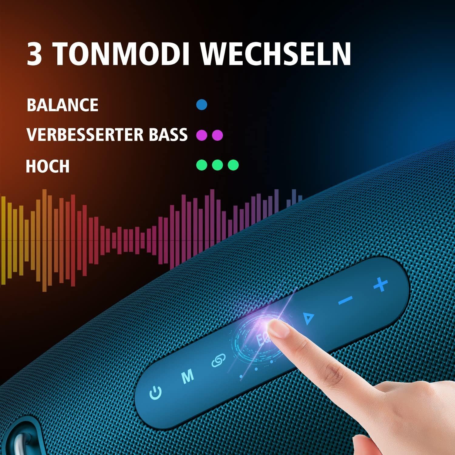 ZEALOT Stereo Laut,EQ,IPX6 BassUp (Bluetooth, Technologie,Stereo Wasserdicht) Bluetooth 60 Box, Lautsprecher W