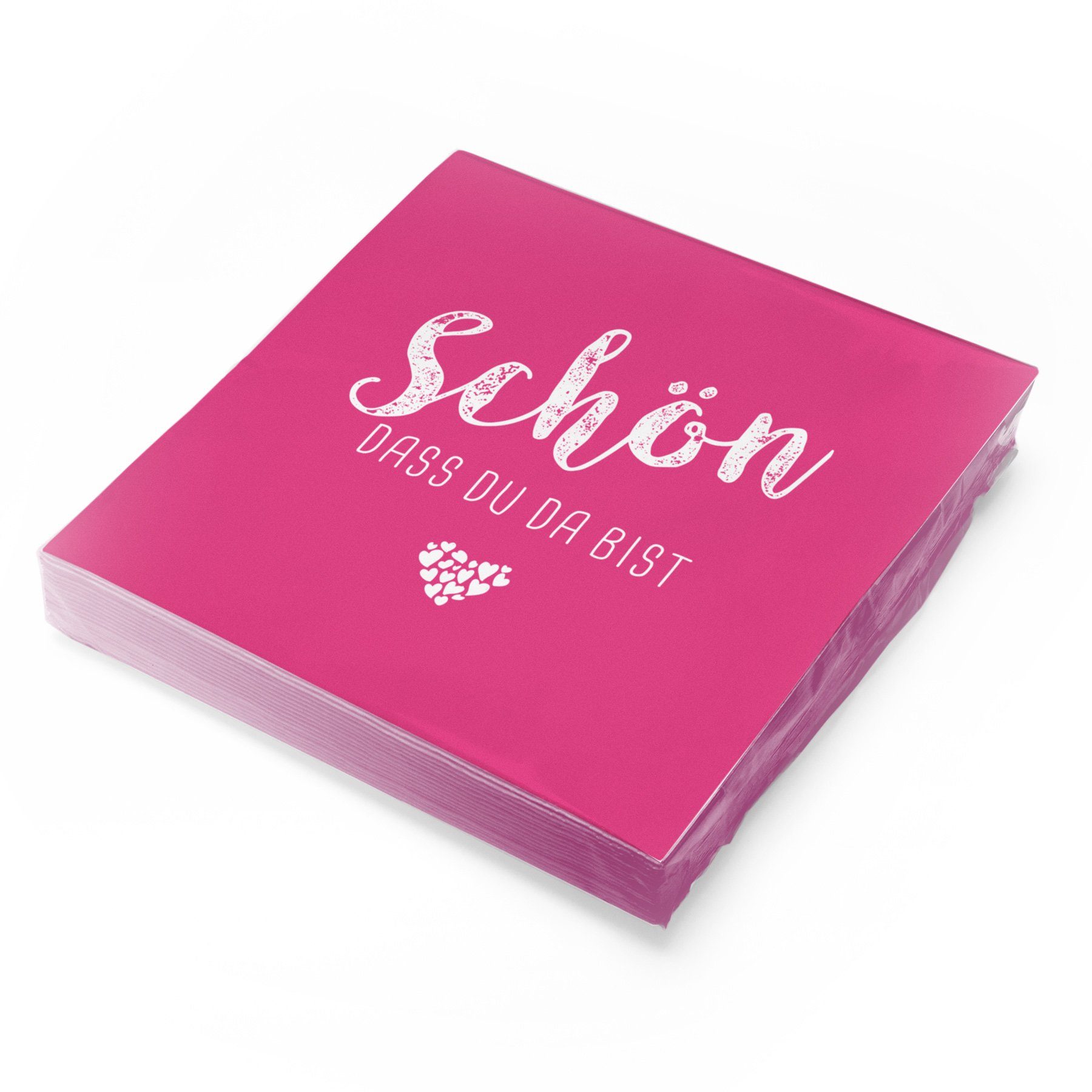 itenga Papierserviette itenga 20x Serviette Schön dass du da bist fuchsia pink (Pantone 226 U
