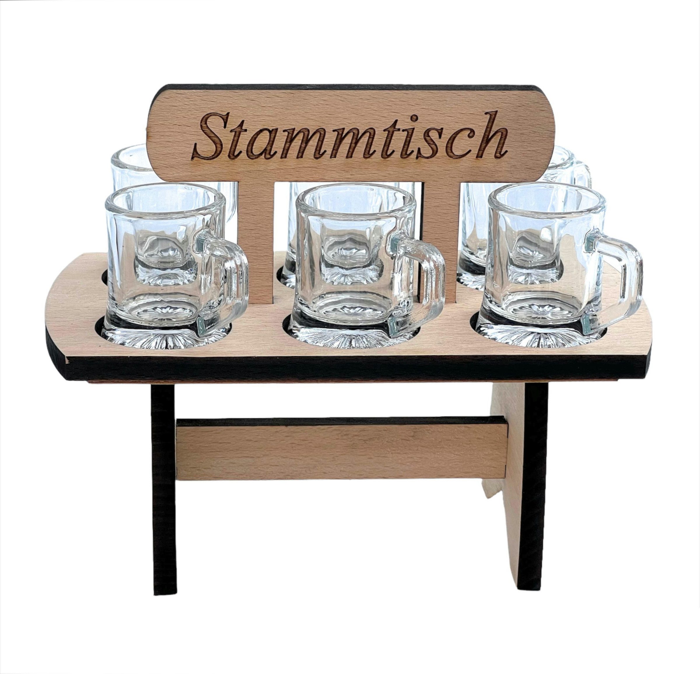 DanDiBo Schnapsglas Schnapsbrett 20 cm mit Gravur Stammtisch mit 6 Gläser Schnapslatte, prima als Geschenk für den Freund / Mann daheim Schnapsleiste – Bild 4 von 5