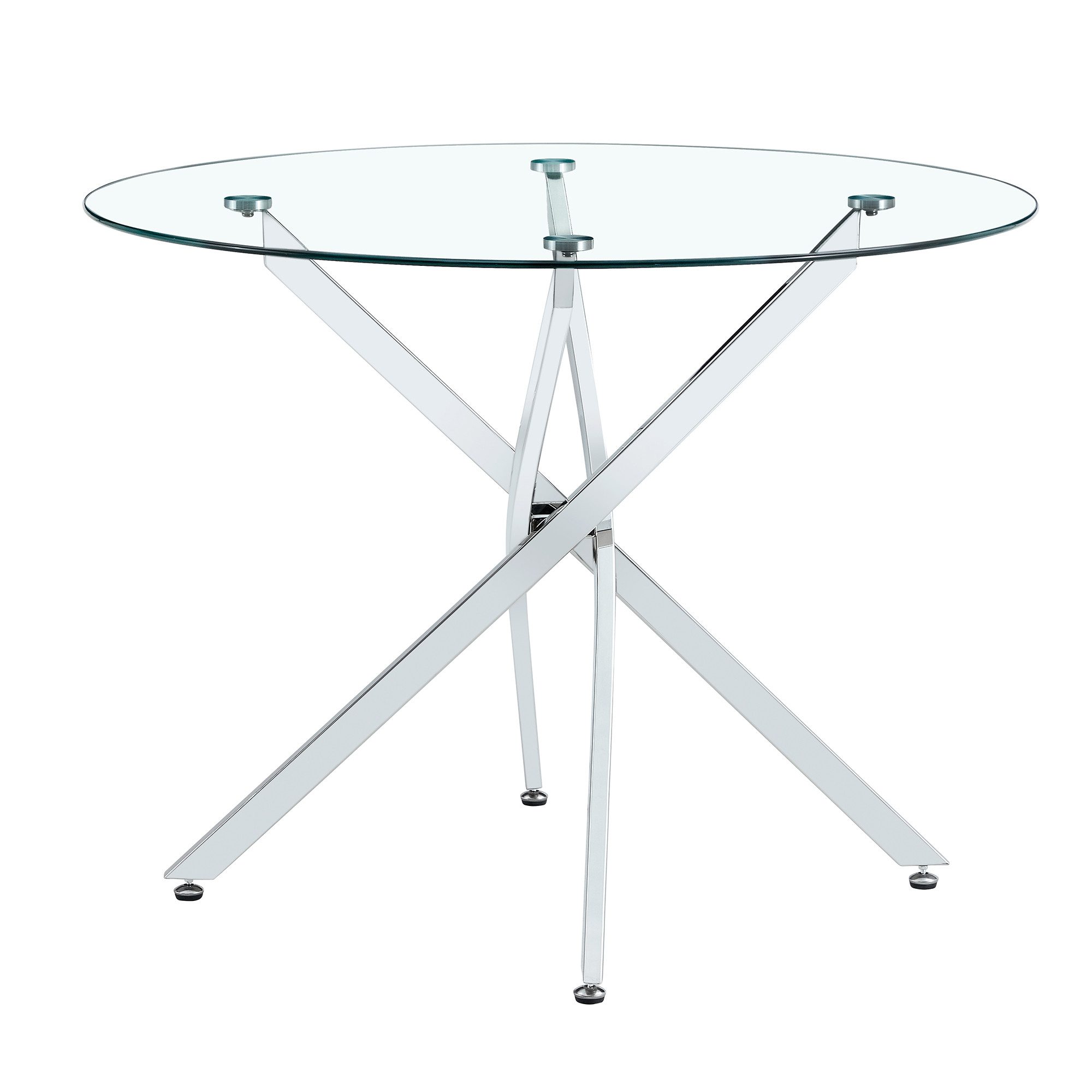 JUFU Glastisch Esstisch Küchentisch Couchtisch Konferenztisch platzsparend (1-St), rund Ø88cm für 2-4 Personen, Silber/Gold