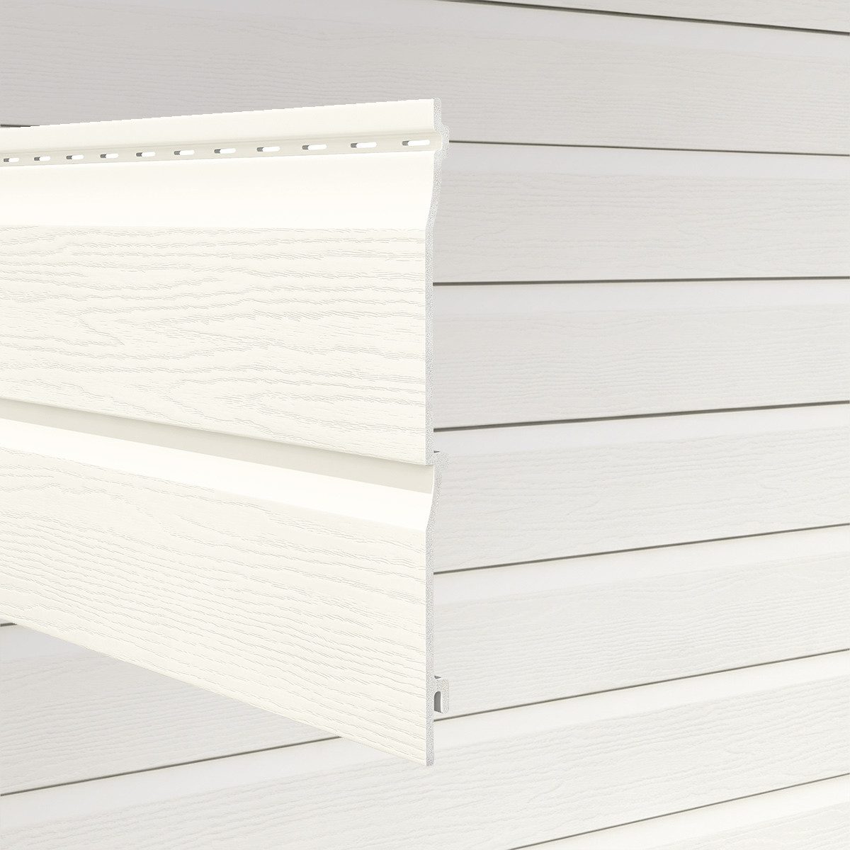 Vox Verkleidungspaneel Kerrafront FS-202 Doppelpaneel L: 2x 6,0m 3,96qm classic hell weiß, BxL: 37x600 cm, 9,3 qm, (Bund mit 2 Paneele, 4,44 qm) Geringer Wartungsaufwand, UV-beständig, Optik Holzstruktur