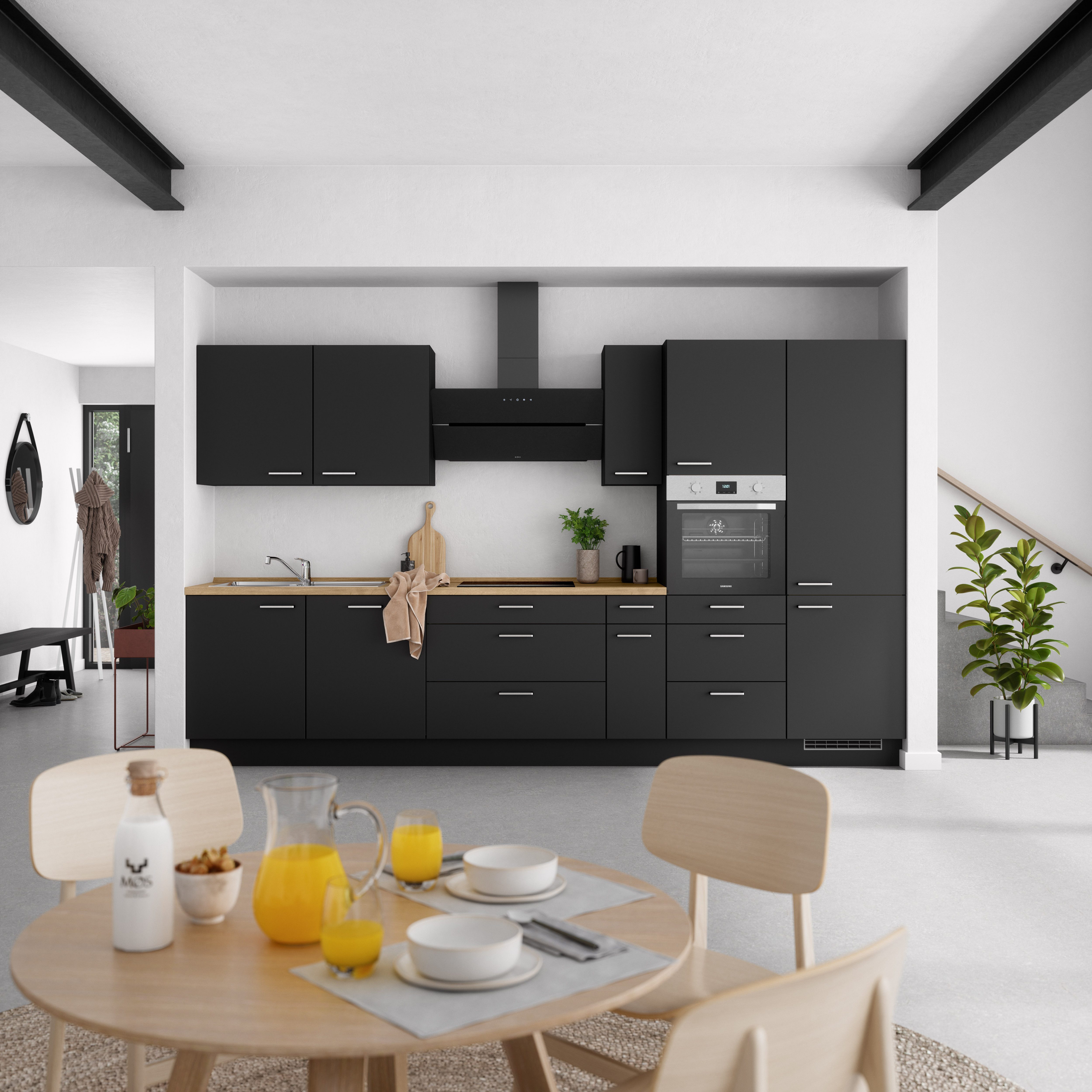 nobilia® Küchenzeile "Touch II", NEU: individuell anpassbar mit gratis Profi-Beratung, vormontiert, Breite 360 cm, Ausrichtung wählbar, wahlw. mit E-Geräten