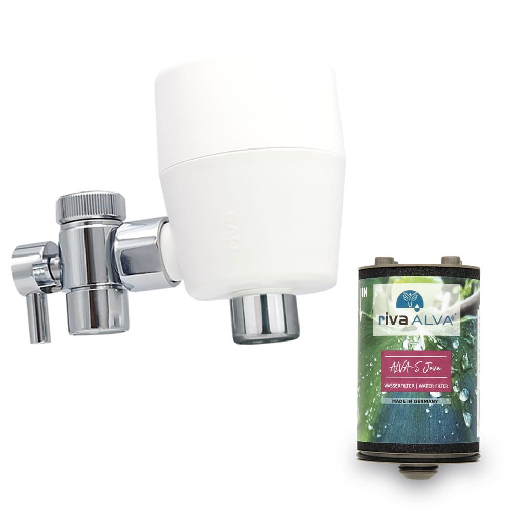 riva Wasserfiltertechnik Wasserhahn-Wasserfilter rivaALVA-S Jova Wasserhahnfilter mit Umschaltventil (1 St), weiß, Blockaktivkohle 20 µm plus Membranstufe