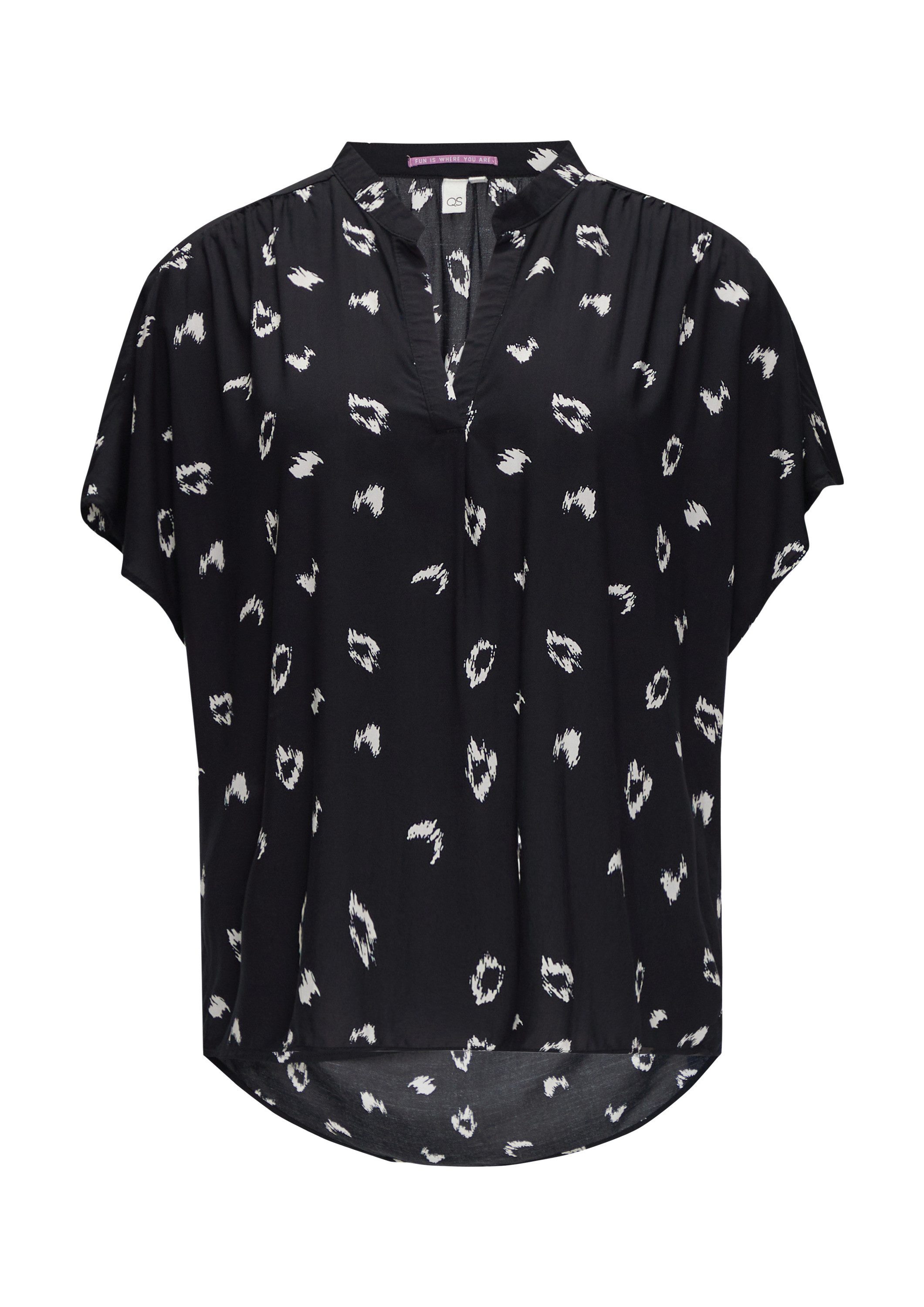 QS Kurzarmbluse Bluse Viskosebluse mit All-over-Print günstig online kaufen