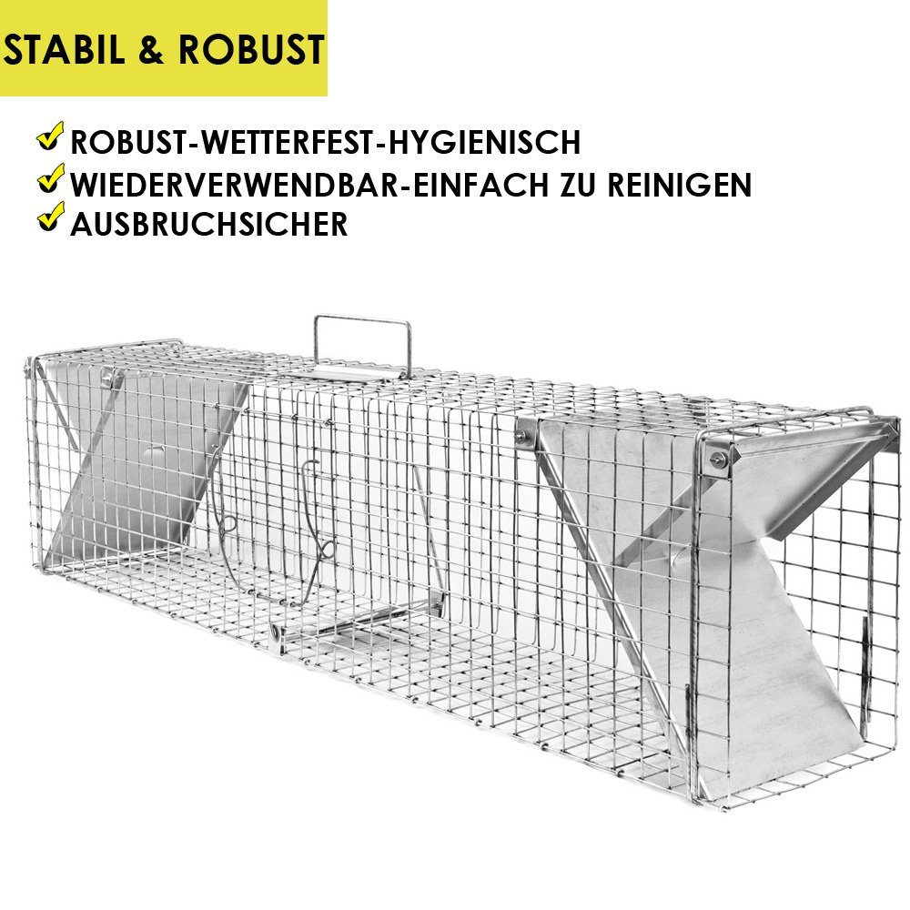 Petigi Lebendfalle Lebendfalle Tierfalle Drahtfalle Falle Kastenfalle 102 x 20 x 27 cm