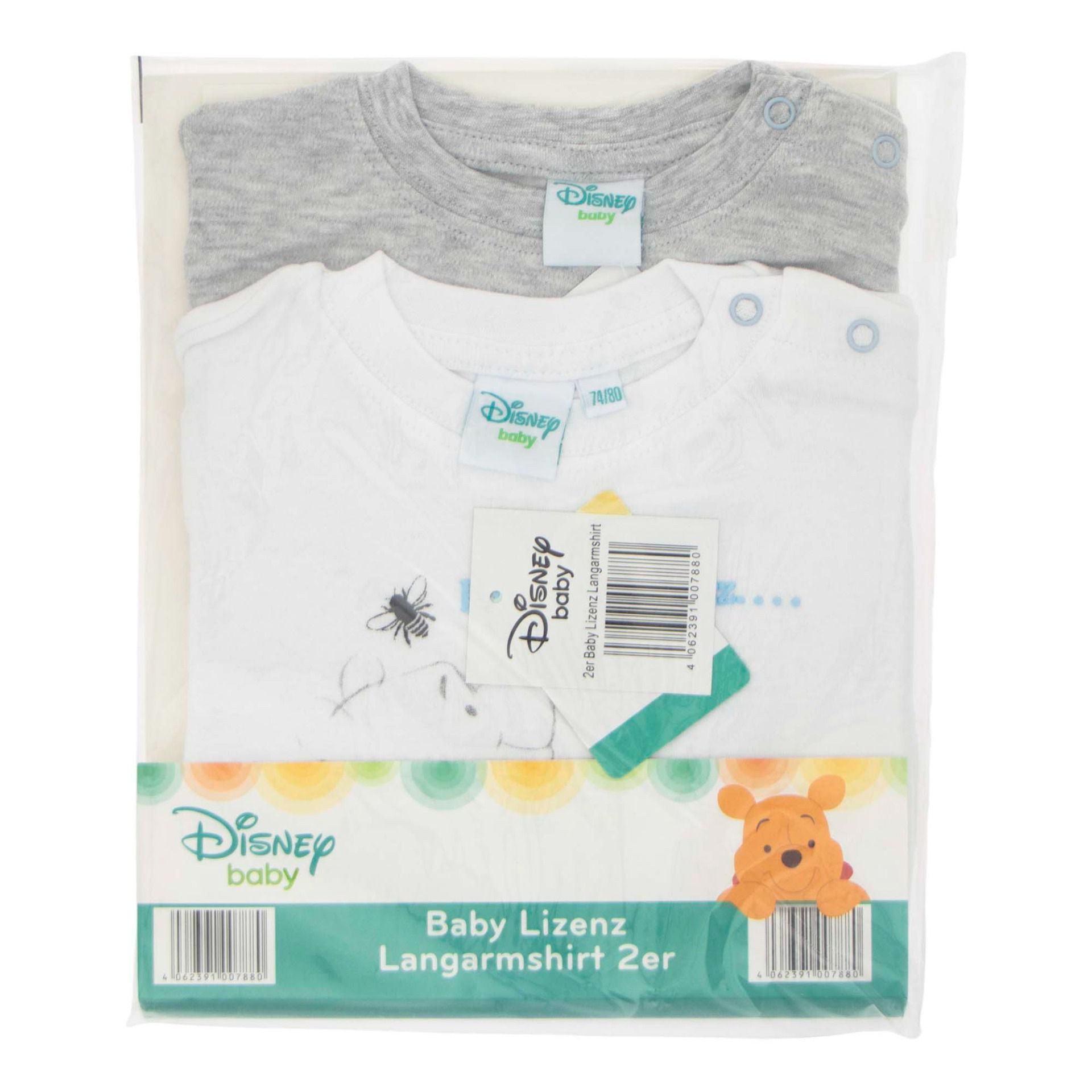Disney Winnie Puuh 2-in-1-Langarmshirt Winnie the Pooh Babyshirts Grau 2er Pack Langarm 100% Baumwolle – Bild 4 von 4