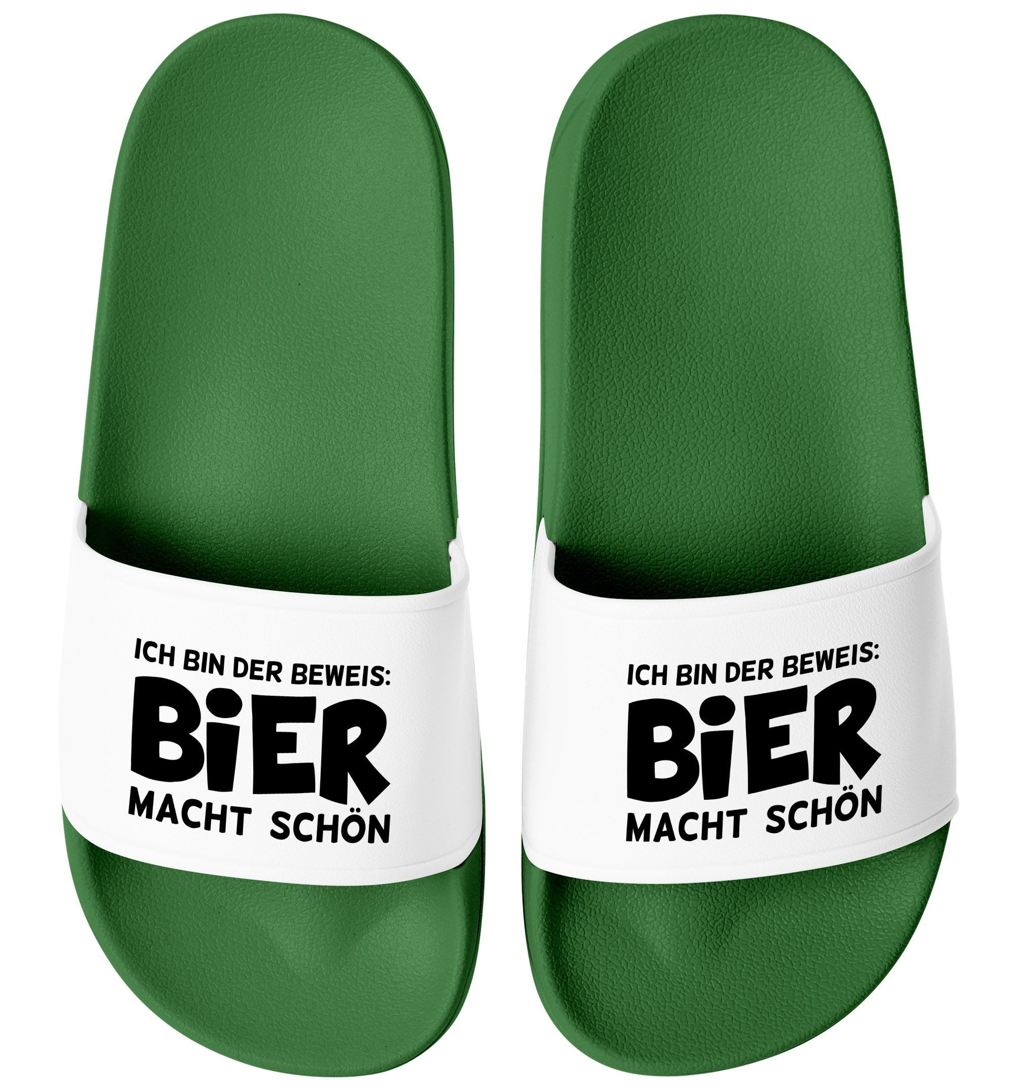 Badeschlappen Herren Damen Unisex mit Spruch Aufdruck Bier macht Badesandale