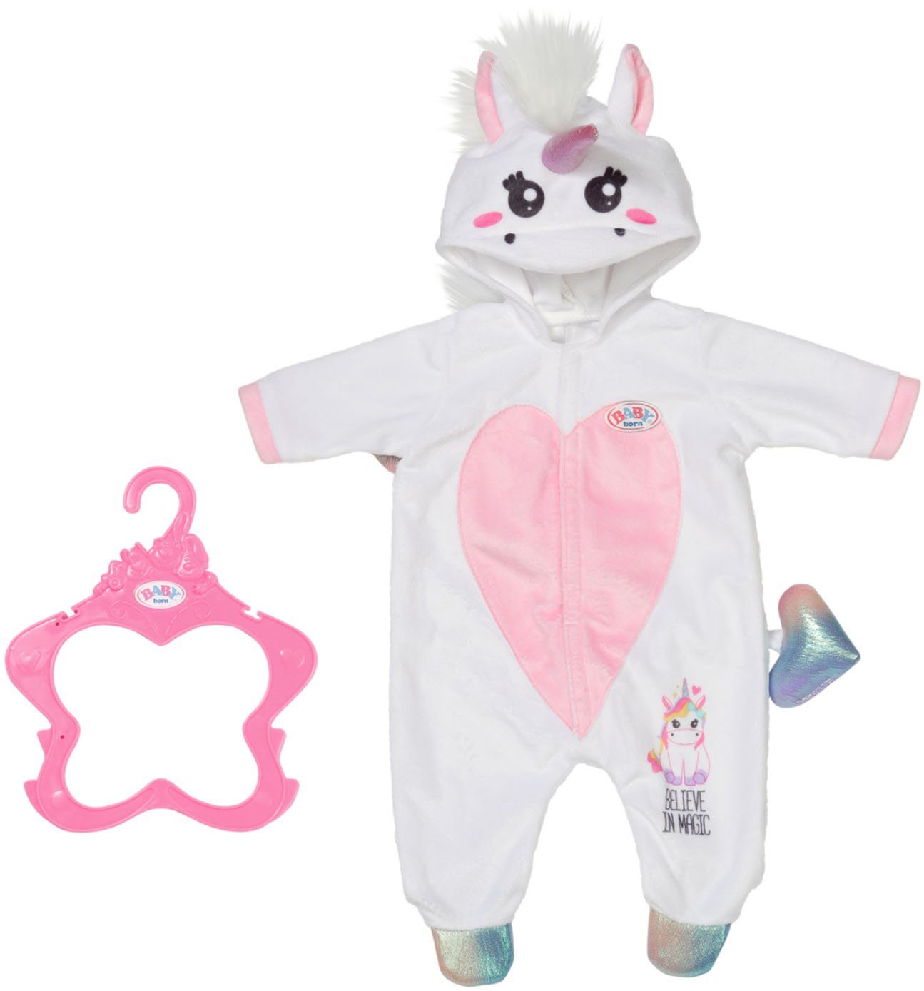 Puppenkleidung Einhorn Kuschelanzug, 43 cm