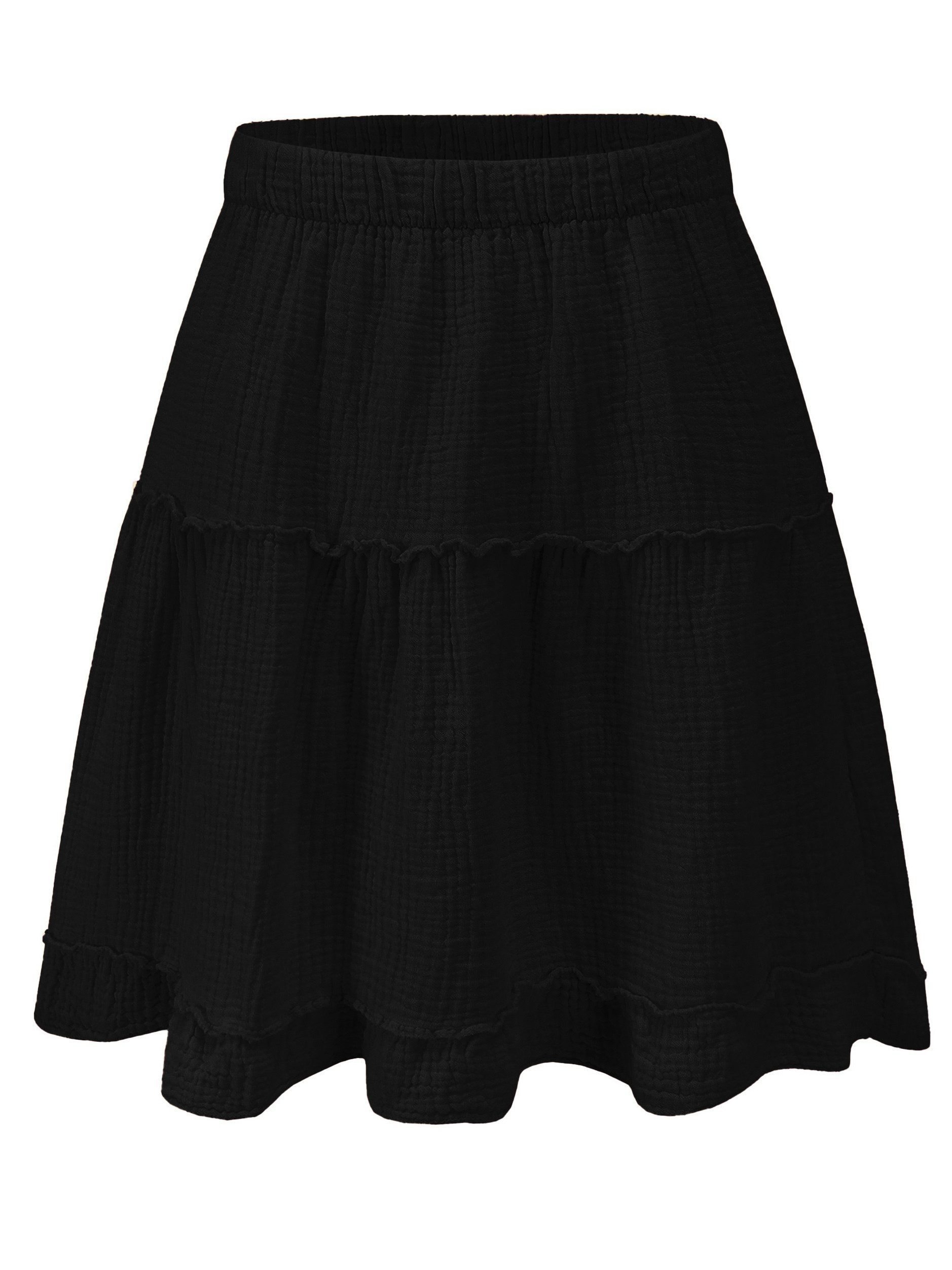 SASSYCLASSY Minirock Musselin Rock mit Volant Damen Rock mit elastischem Bund aus Baumwolle Altrosa – Bild 2 von 5