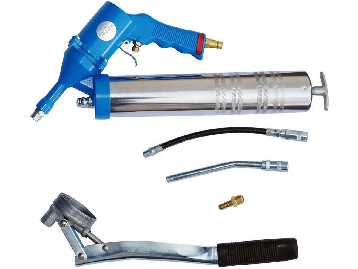 Güde Druckluft-Fettpresse 2-8bar Pressdruck, mit Handhebel für manuelle Bedienung und Flex-Düsenschlauch
