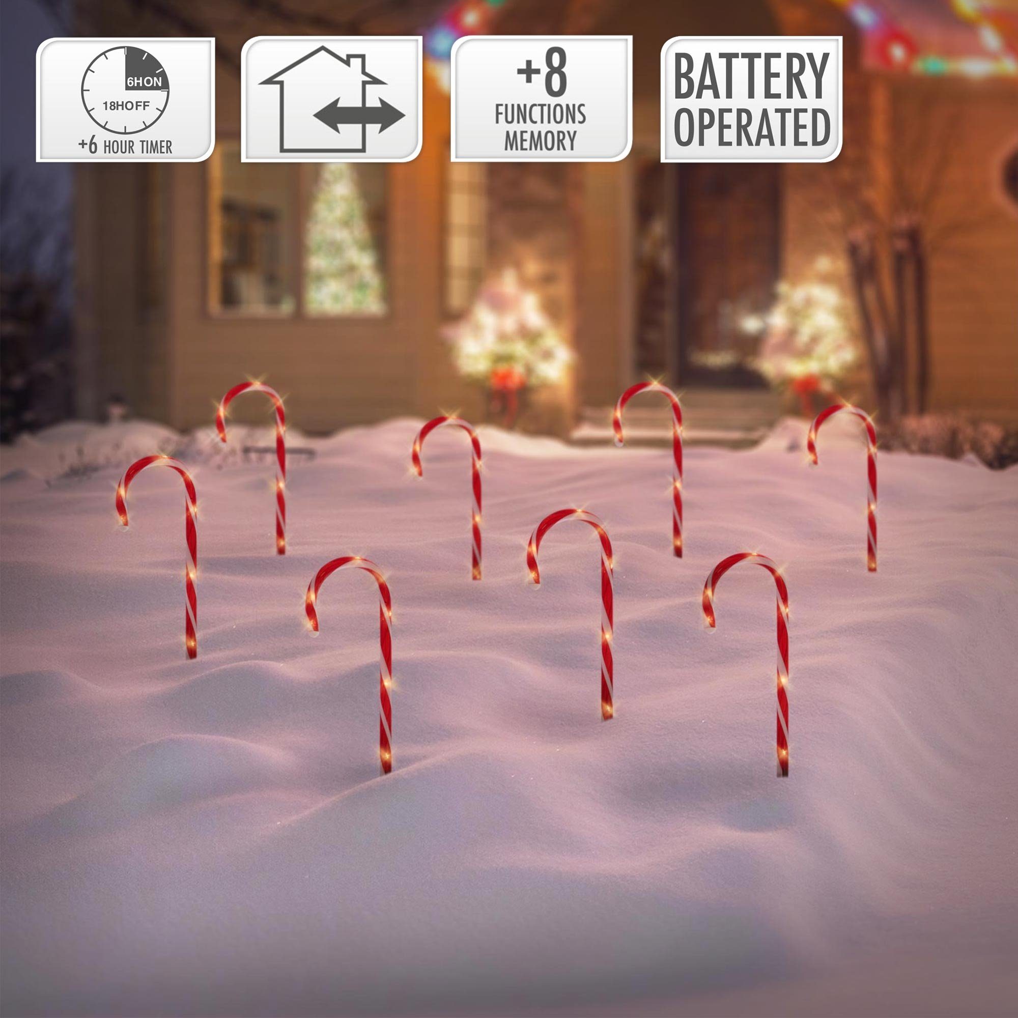 Gartenstecker Weiß Set Weihnachtsdeko IMPORT Germany (8er 8er 8er Rot SELF Außen/Innen ECD Beleuchtete LED batteriebetrieben LEDs 45cm Gartenstäbe Warmweiße Set, 56 AGENCIES Set), Zuckerstangen Weihnachtsfigur