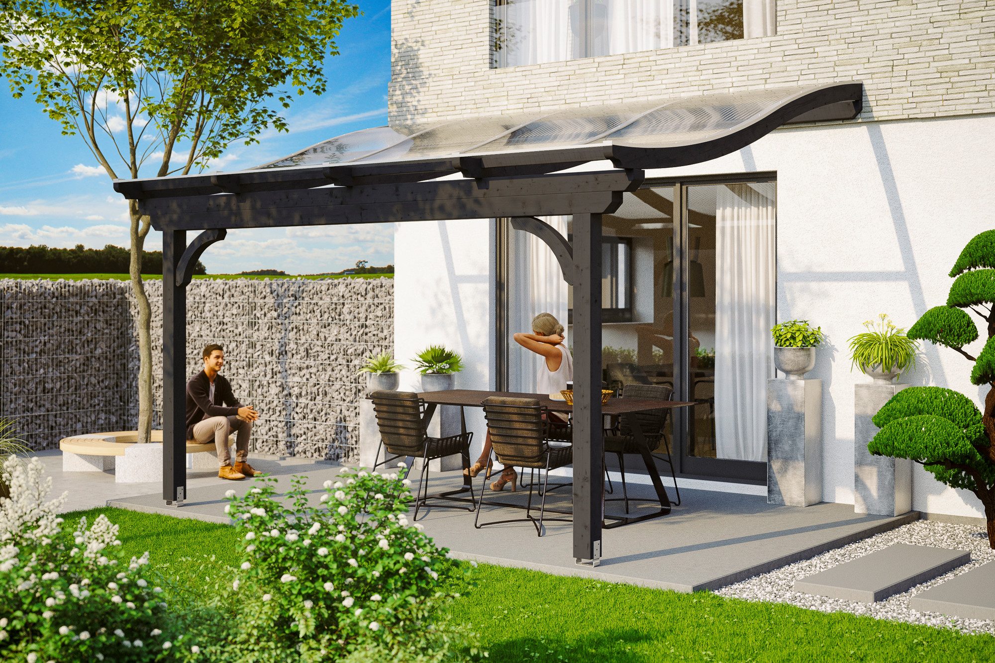 Skanholz Terrassendach Verona, BxT: 434x239 cm, Bedachung Doppelstegplatten