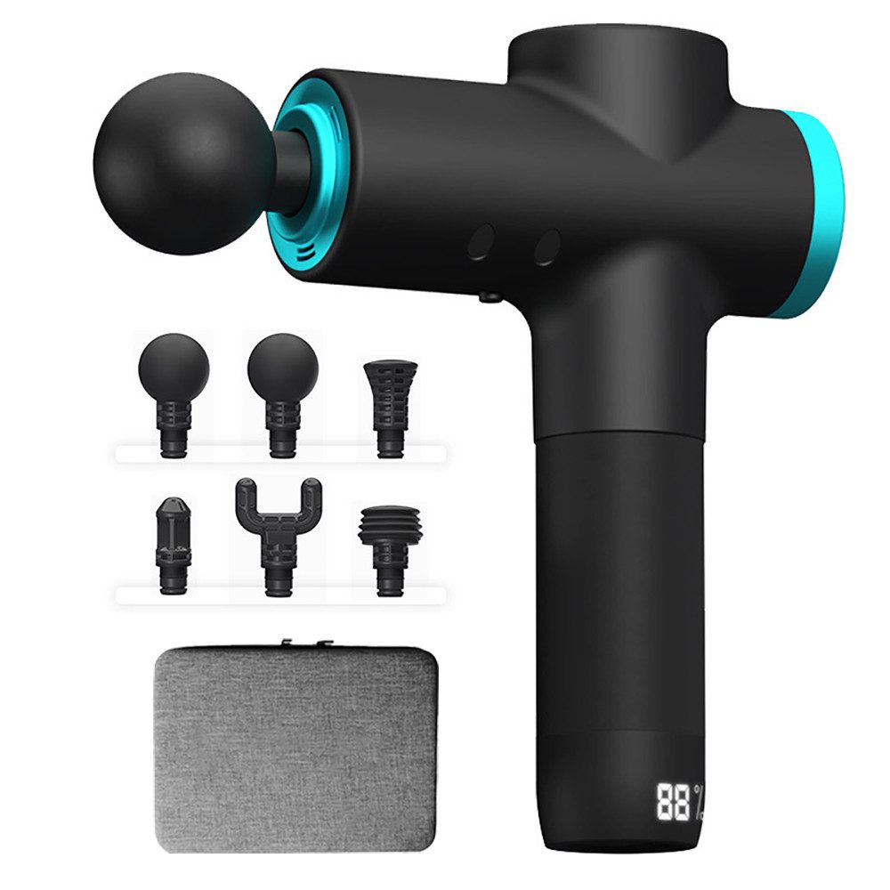 Tekoo Massagepistole Massagegerät mit LCD & 6 Aufsätzen, Elektrisches Handmassagegerät 45dB, Set, Set mit 6 Aufsätzen und Koffer, Quiet-Glide Technologie (45dB), 12kg Stall Force Schlagkraft