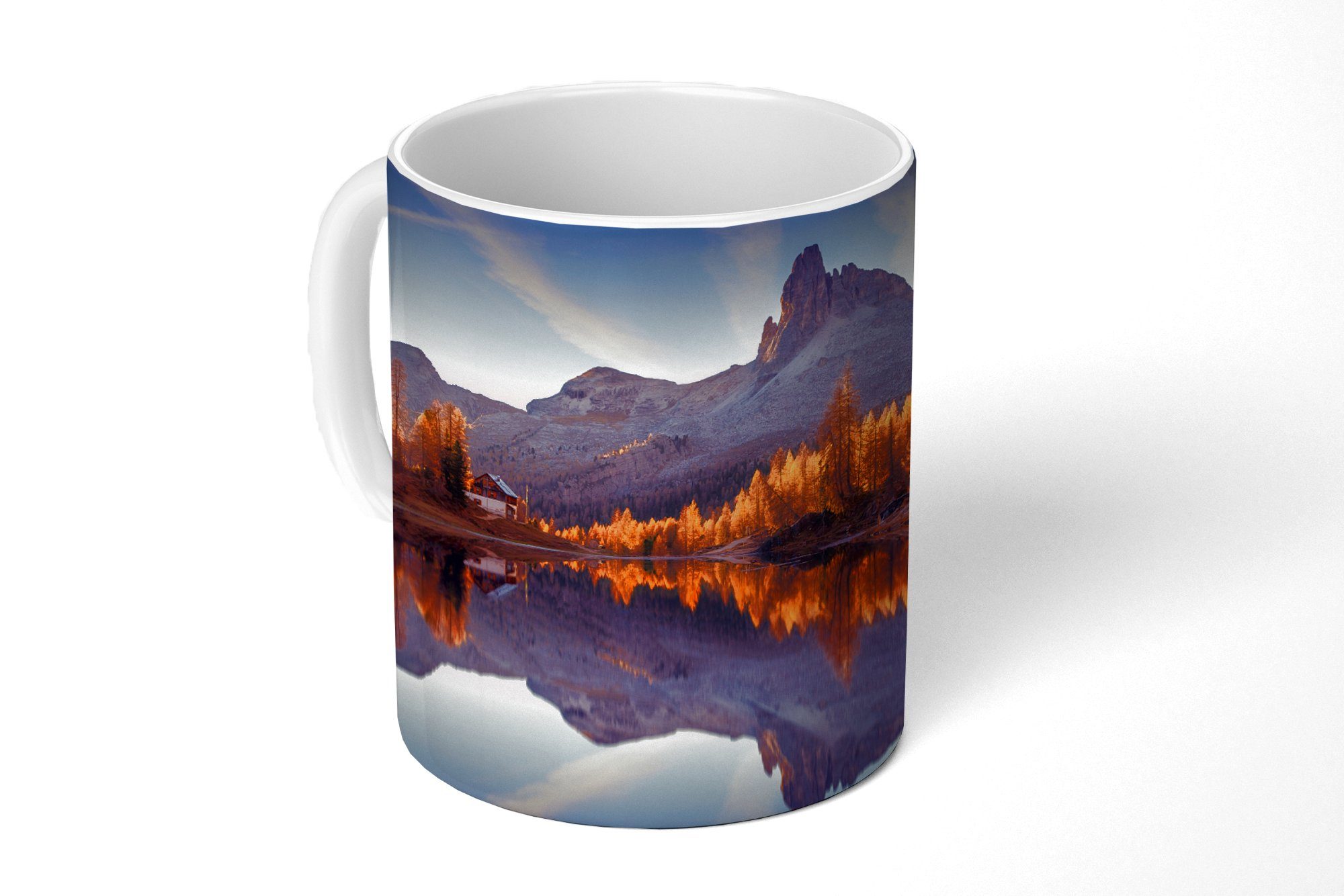 MuchoWow Tasse Berge - Bäume - Herbst - See - Natur, Keramik, Kaffeetassen, Teetasse, Becher, Teetasse, Geschenk