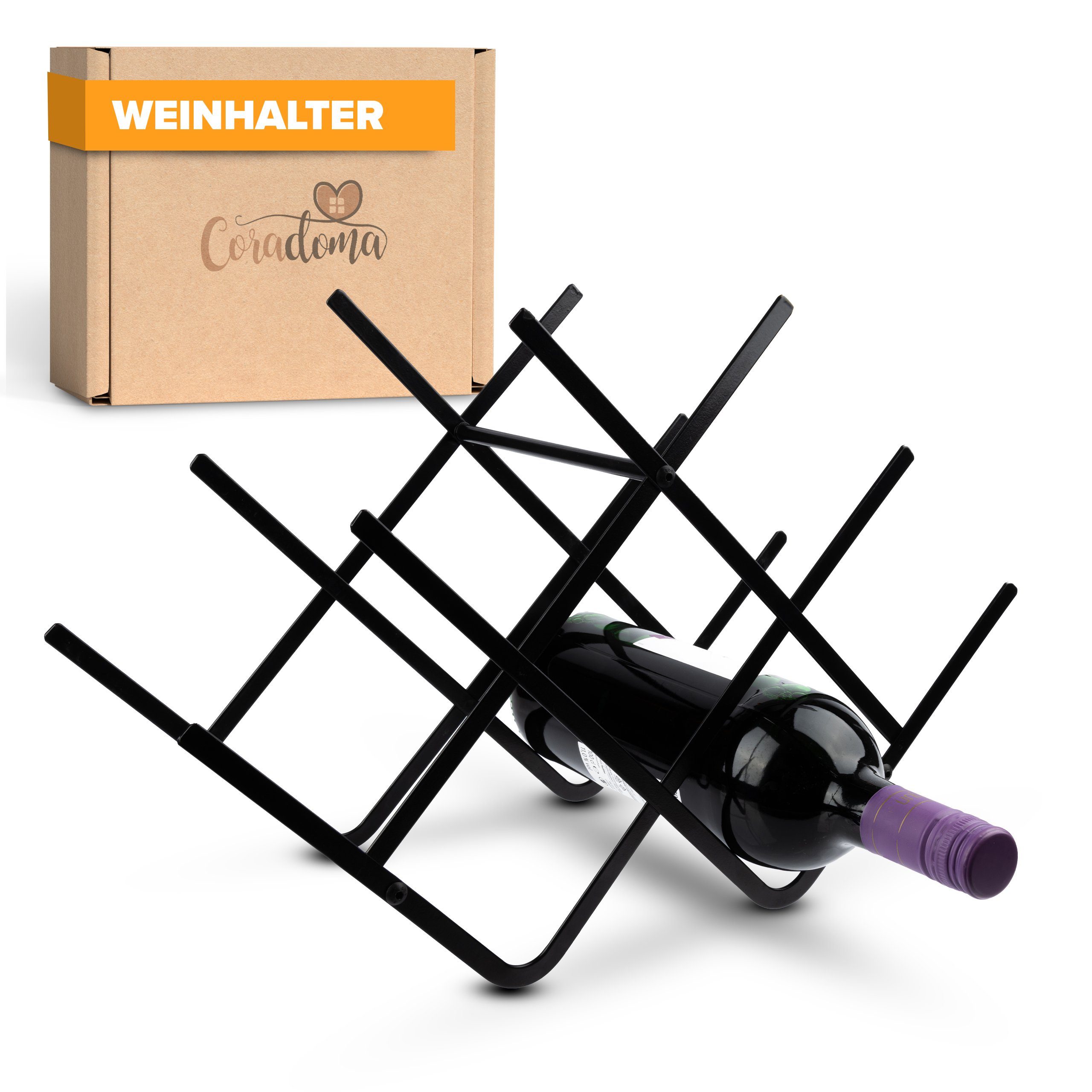 Coradoma Weinregal Weinregal Schwarz Metall für 8 Flaschen Wein und Getränke