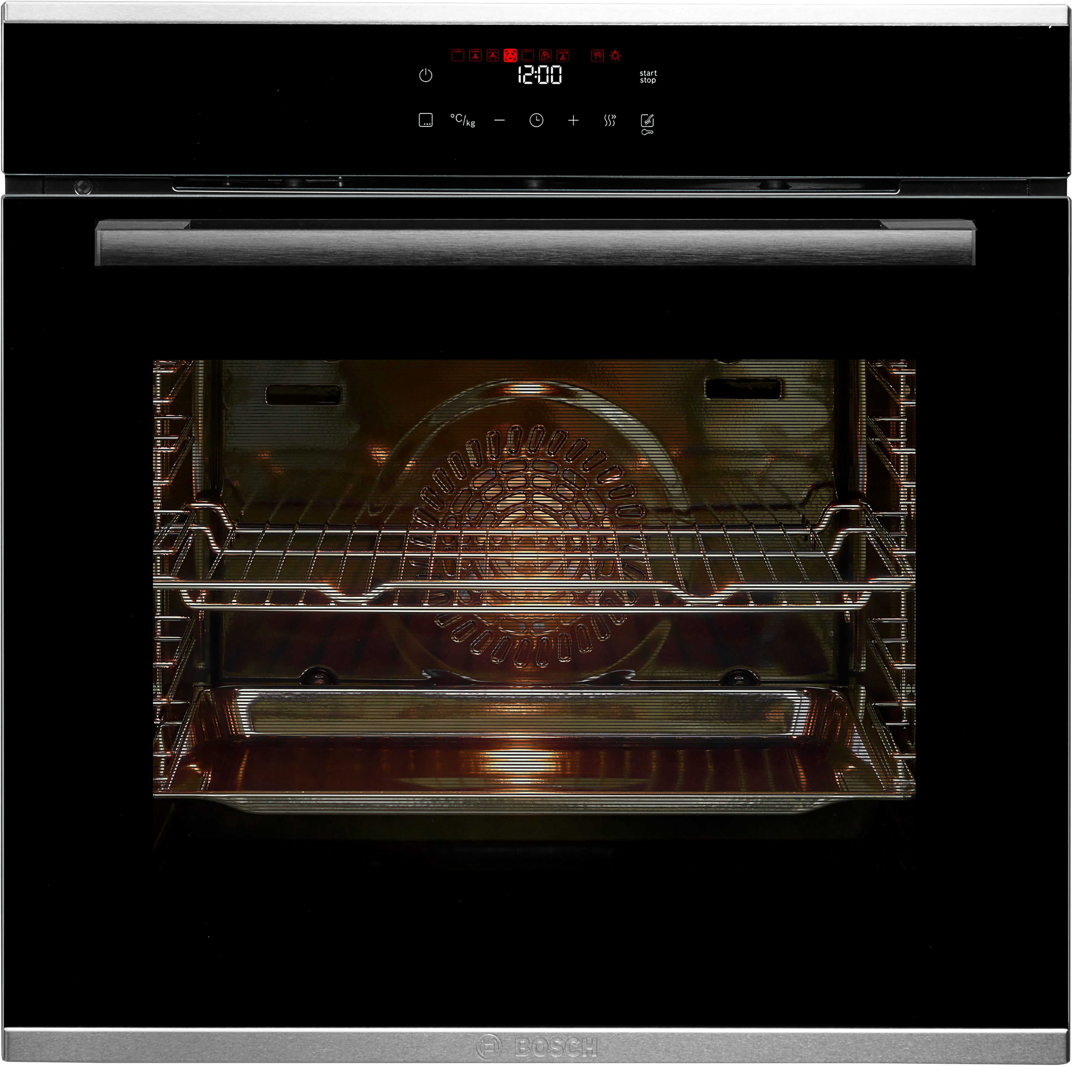 BOSCH Pyrolyse Backofen Serie 4 HBA272BB3, mit Teleskopauszug nachrüstbar, Air Fry für knusprige Lebensmittel & automatische Selbstreinigung