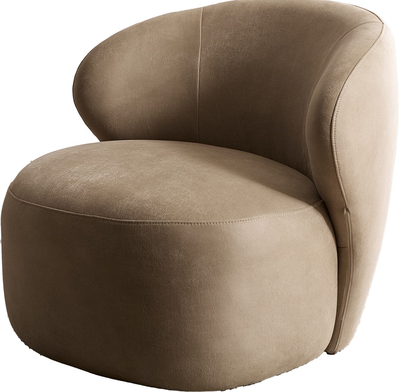 DELIFE Cocktailsessel Pulo, Mikrofaser Beige Vintage 80x80 cm Loungesessel