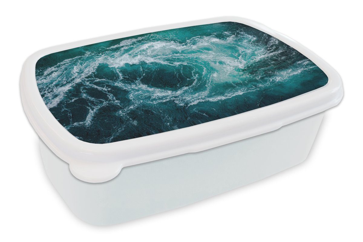 MuchoWow Lunchbox Meer - Norwegen - Wasser, Kunststoff, (2-tlg), Brotbox für Kinder und Erwachsene, Brotdose, für Jungs und Mädchen weiß