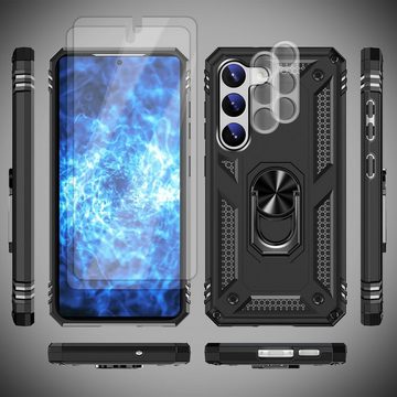 Nalia Smartphone-Hülle Samsung Galaxy S23, Military-Style Ring Hülle / 2x Display- & Kameraschutz / Extrem Robust