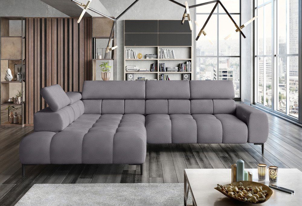 inklusive mit links Sitztiefenverstellung, Relaxfunktion, Rückenteil-, elektrischer Design Stylefy Ecksofa L-Form, und Eckcouch, oder Modern Plazetti, bestellbar, rechts mane Kopfteil-