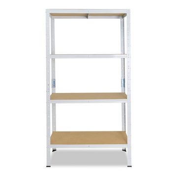 shelfplaza Schwerlastregal HOME, 155x60x40cm weiß, Metallregal mit 4 Böden, als Kellerregal, Garagenregal, Werkstattregal oder Lagerregal, Steckregal Metall mit 175kg Tragkraft